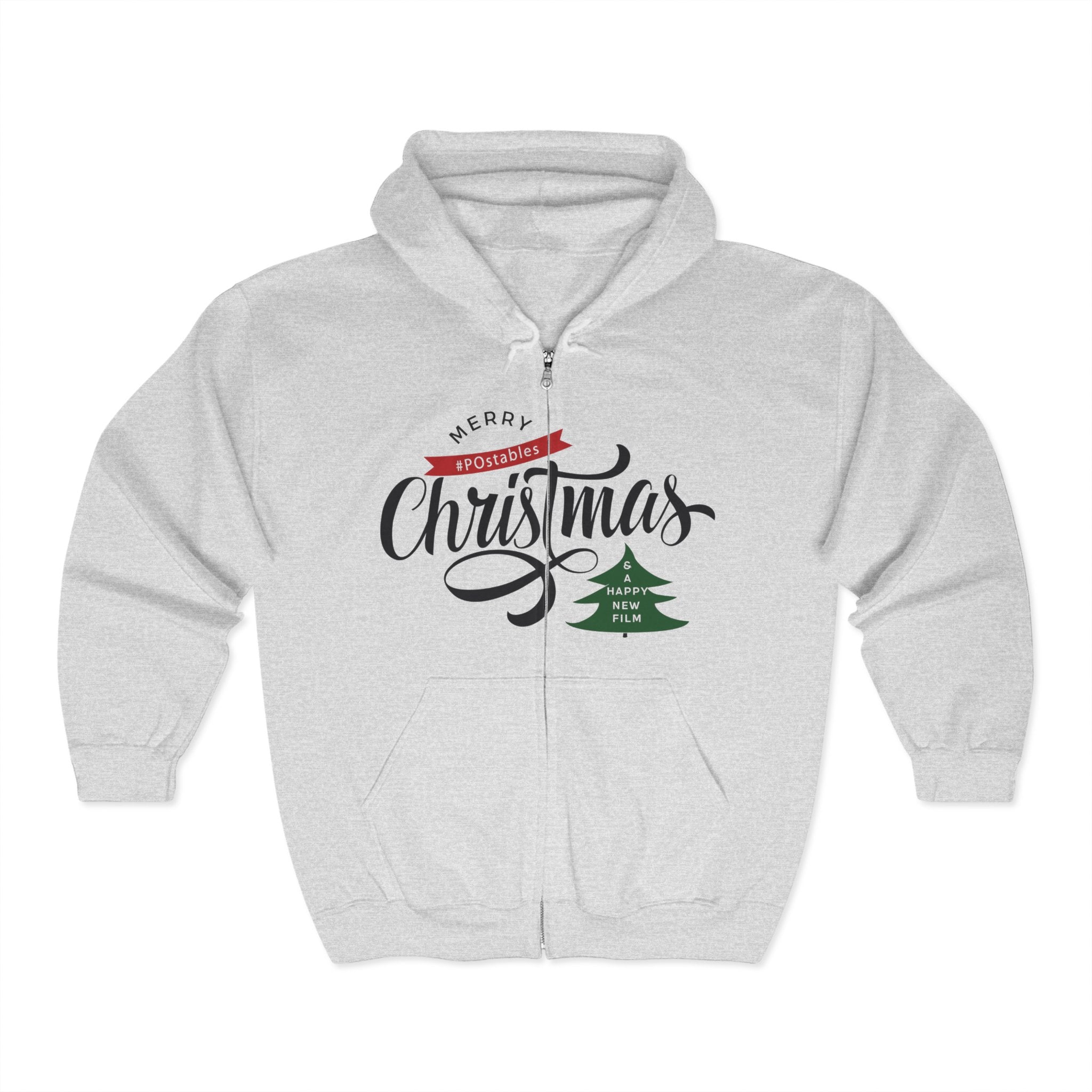 Merry Christmas Full Zip Hoodie - Unisex Holiday Sweatshirt