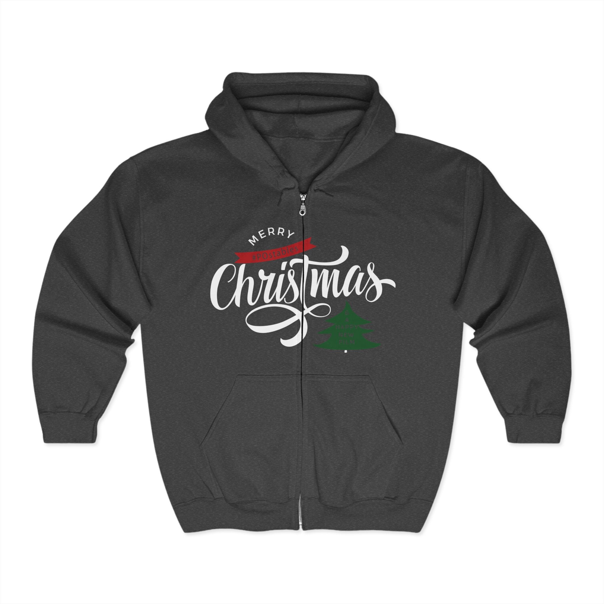 Merry Christmas Full Zip Hoodie - Unisex Holiday Sweatshirt
