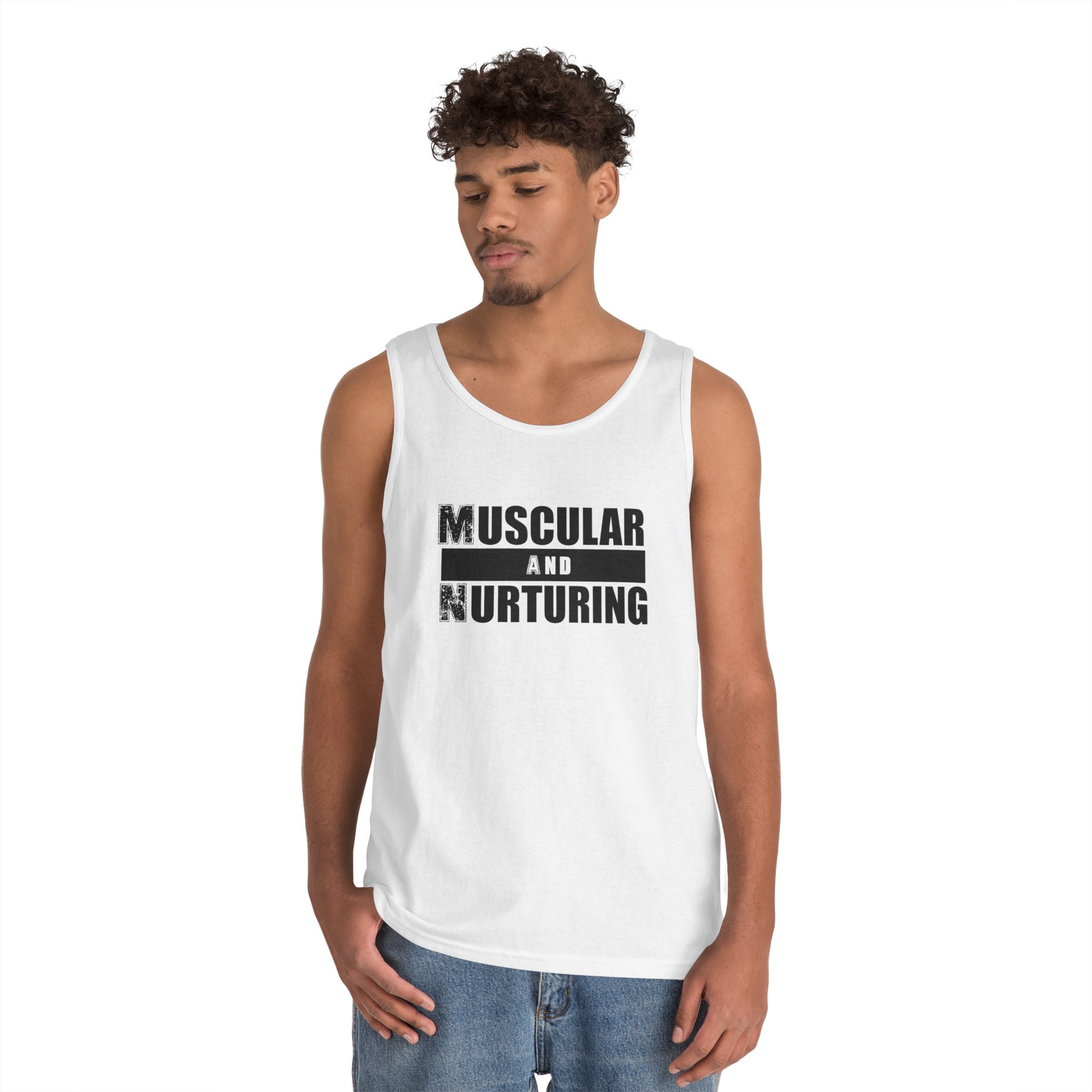 Unisex Heavy Cotton Tank Top - Muscular and Nurturing