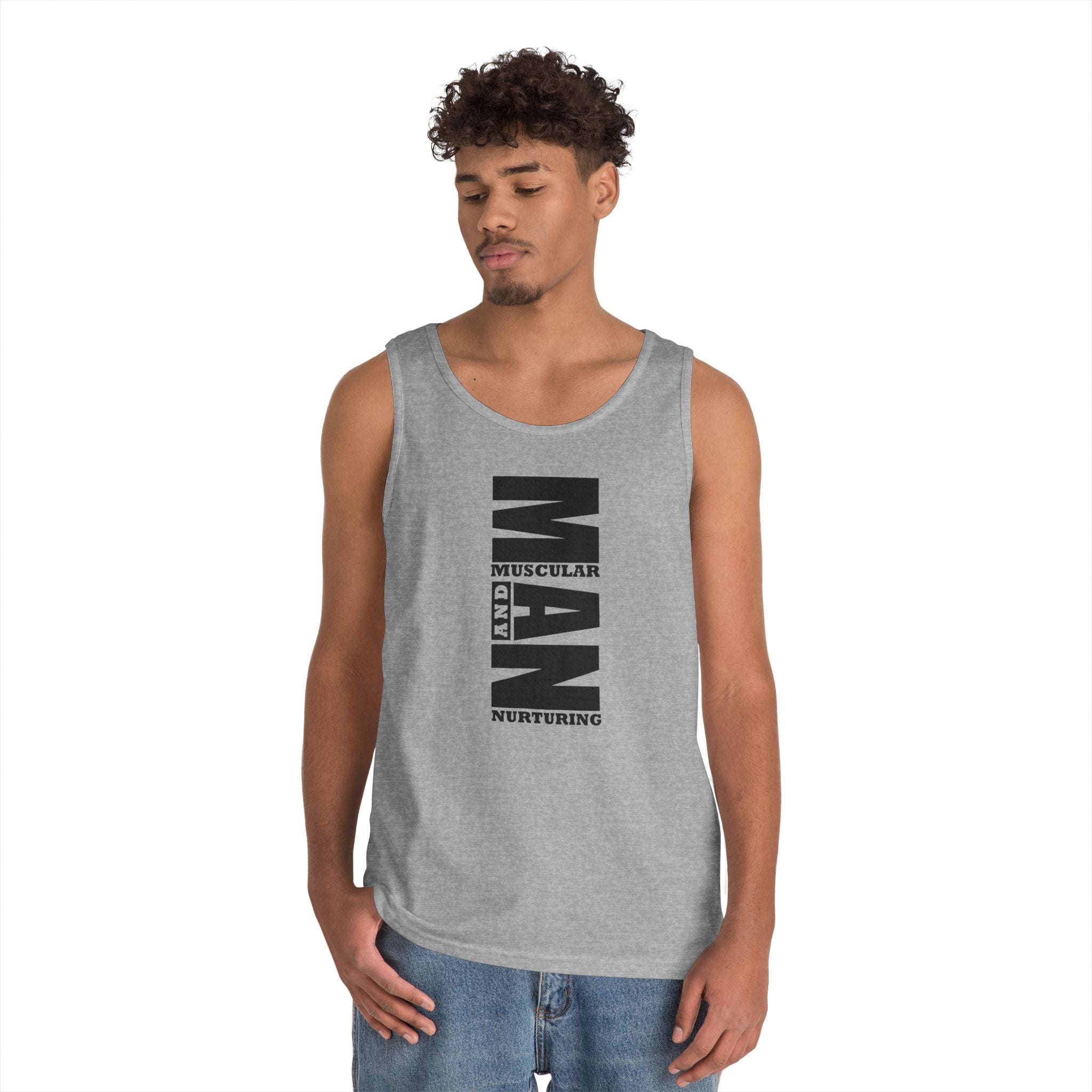 Muscular & Nurturing Unisex Heavy Cotton Tank Top - Perfect Gift for Father&