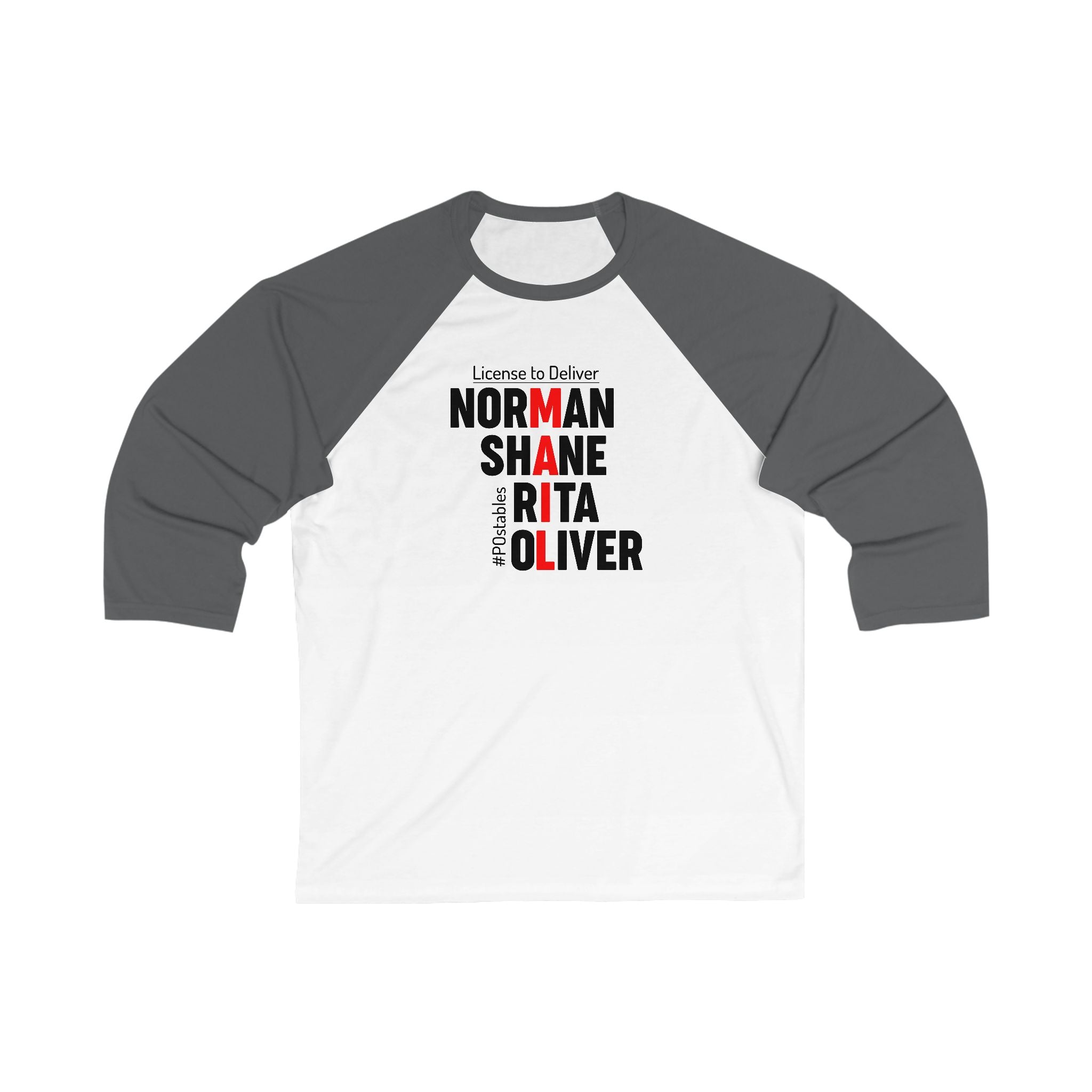 Personalized Unisex 3/4 Sleeve Baseball Tee - License to Deliver Design