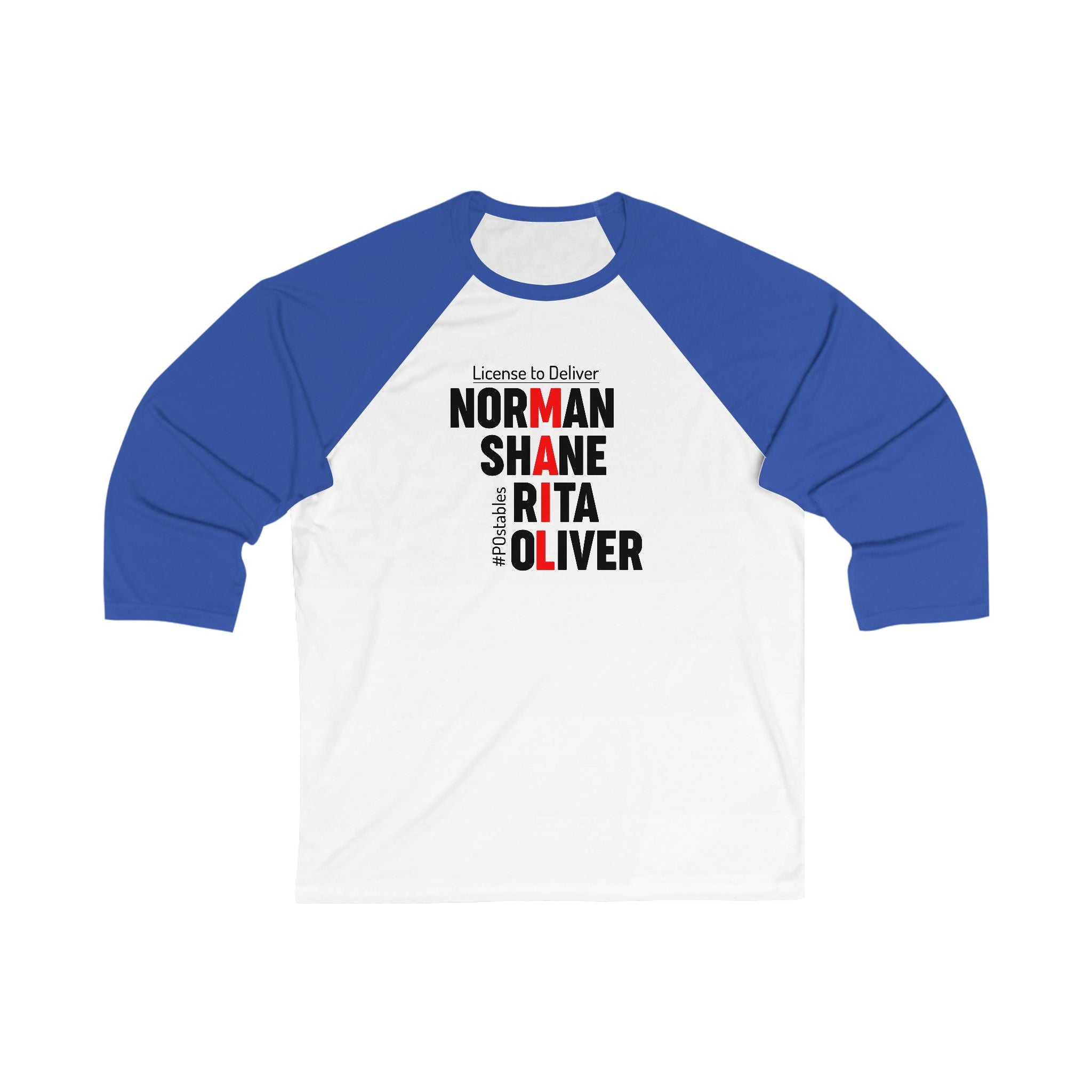 Personalized Unisex 3/4 Sleeve Baseball Tee - License to Deliver Design