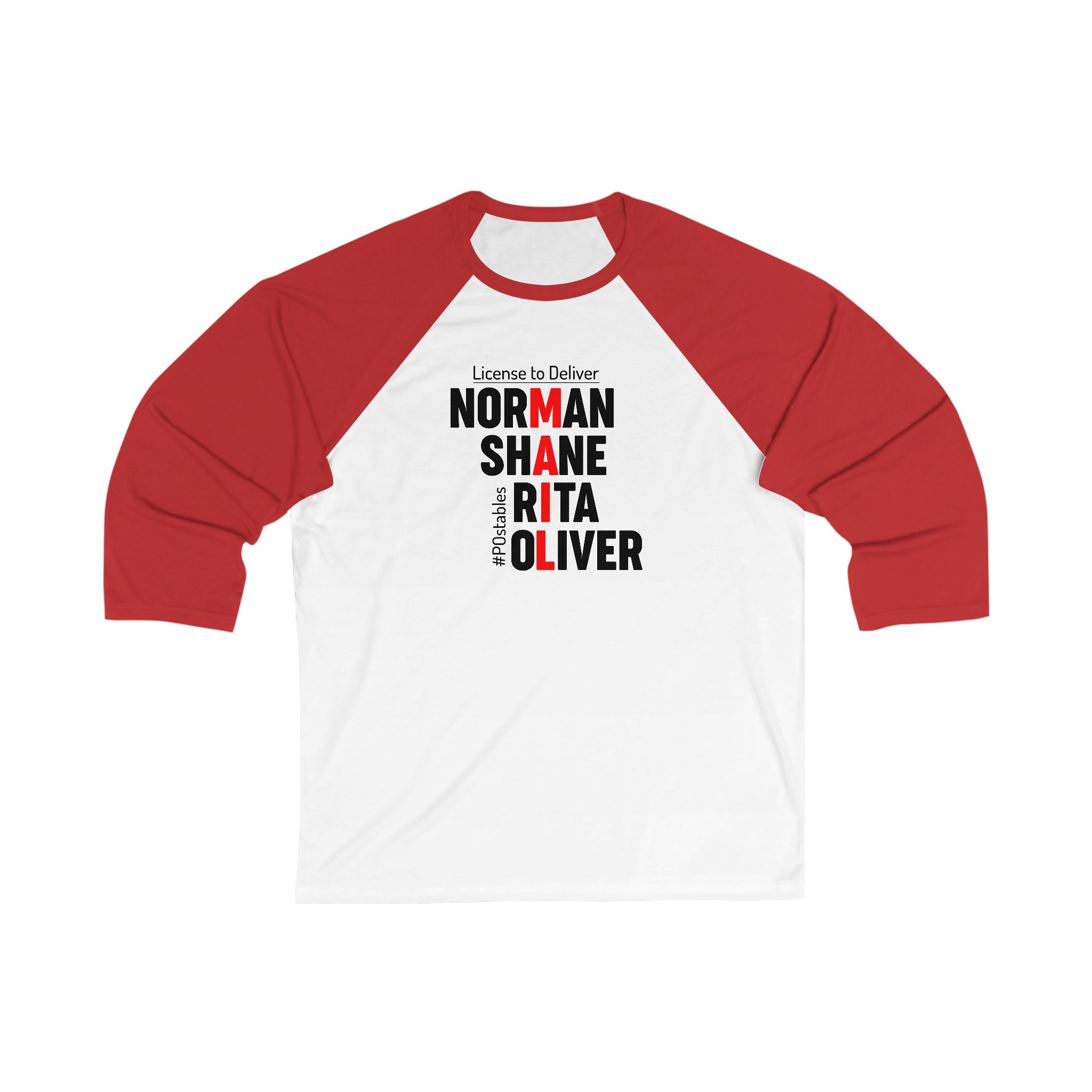Personalized Unisex 3/4 Sleeve Baseball Tee - License to Deliver Design