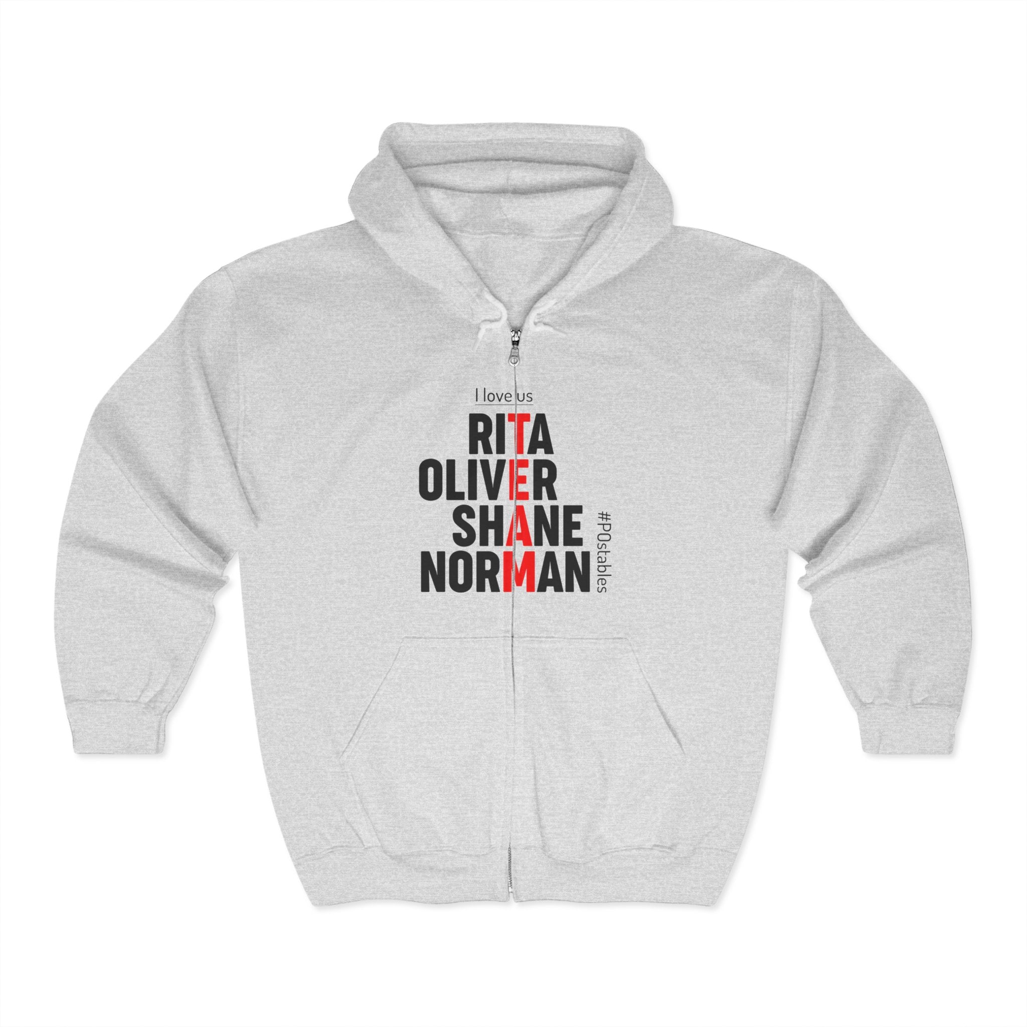 Personalized Love Names Full Zip Hoodie for Couples