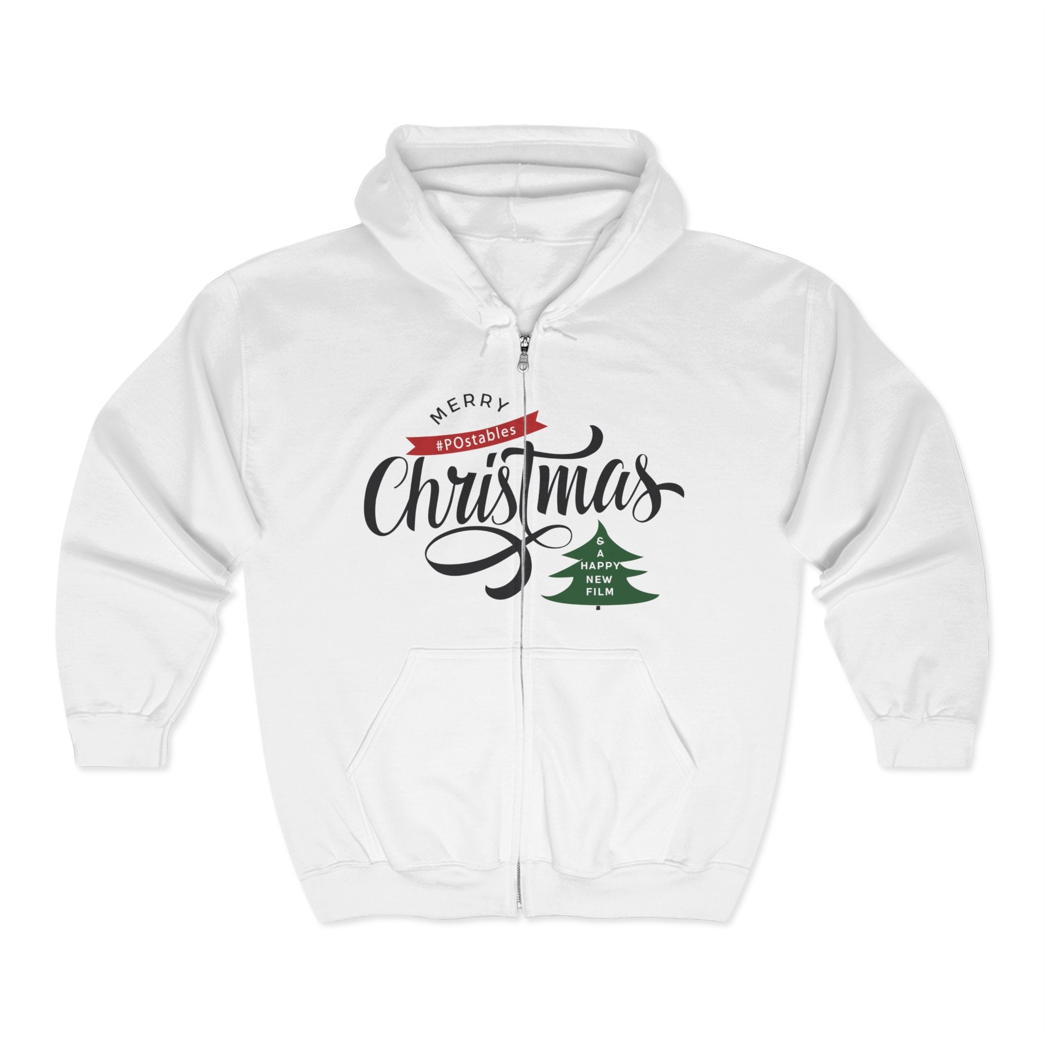 Merry Christmas Full Zip Hoodie - Unisex Holiday Sweatshirt