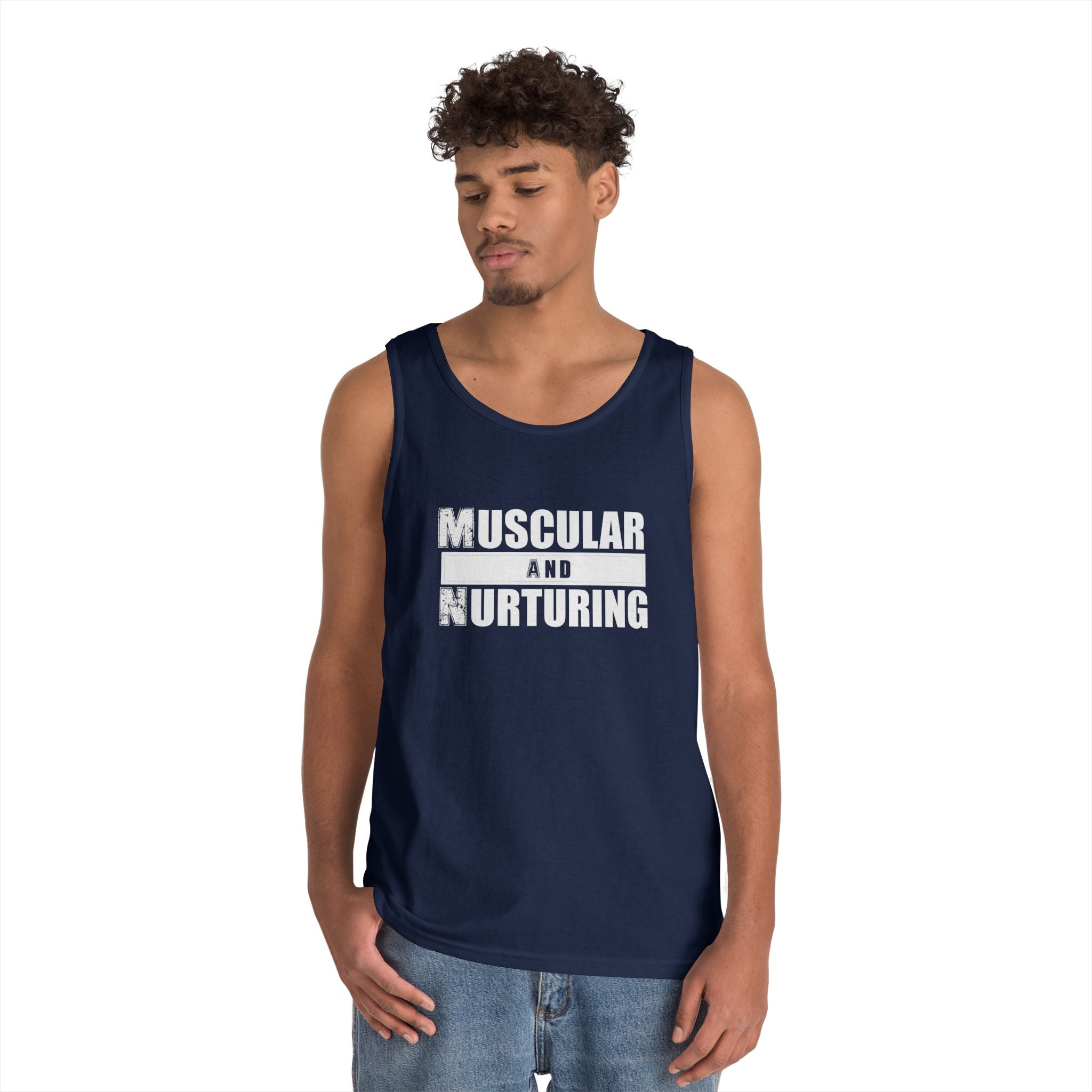 Unisex Heavy Cotton Tank Top - Muscular and Nurturing