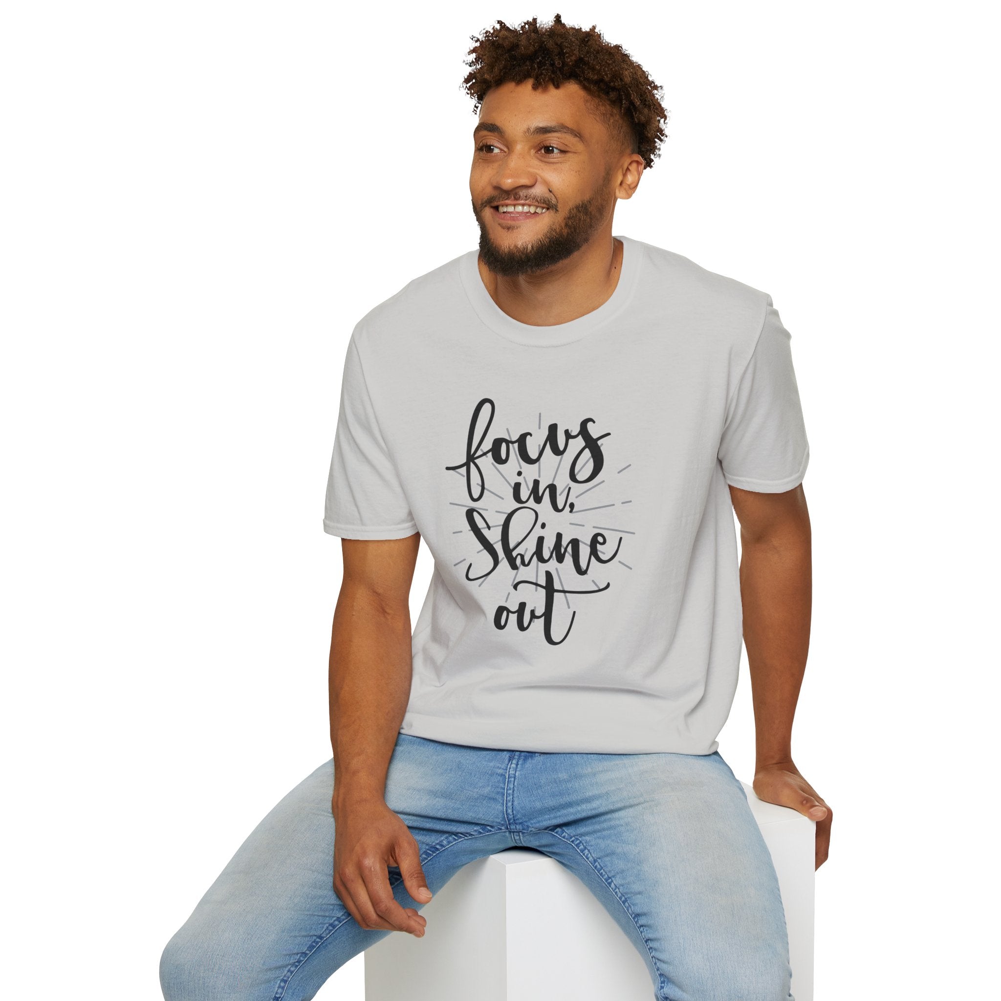 Focus In, Shine Out Unisex Softstyle T-Shirt - Inspirational Graphic Tee for Daily Motivation