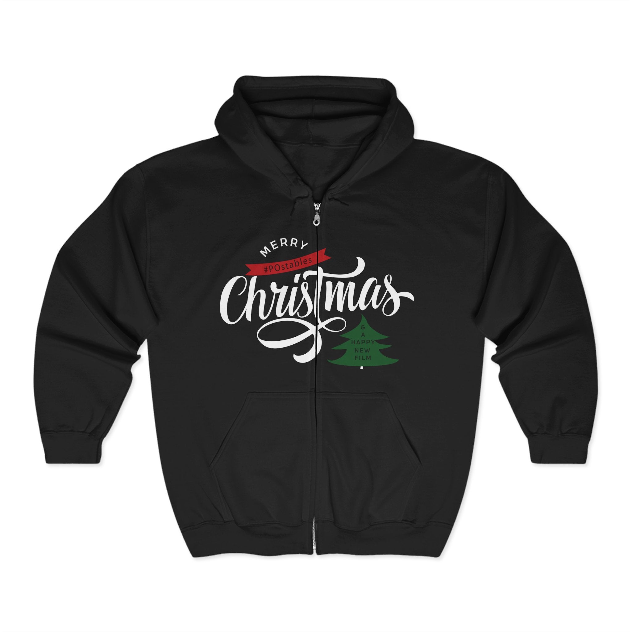Merry Christmas Full Zip Hoodie - Unisex Holiday Sweatshirt