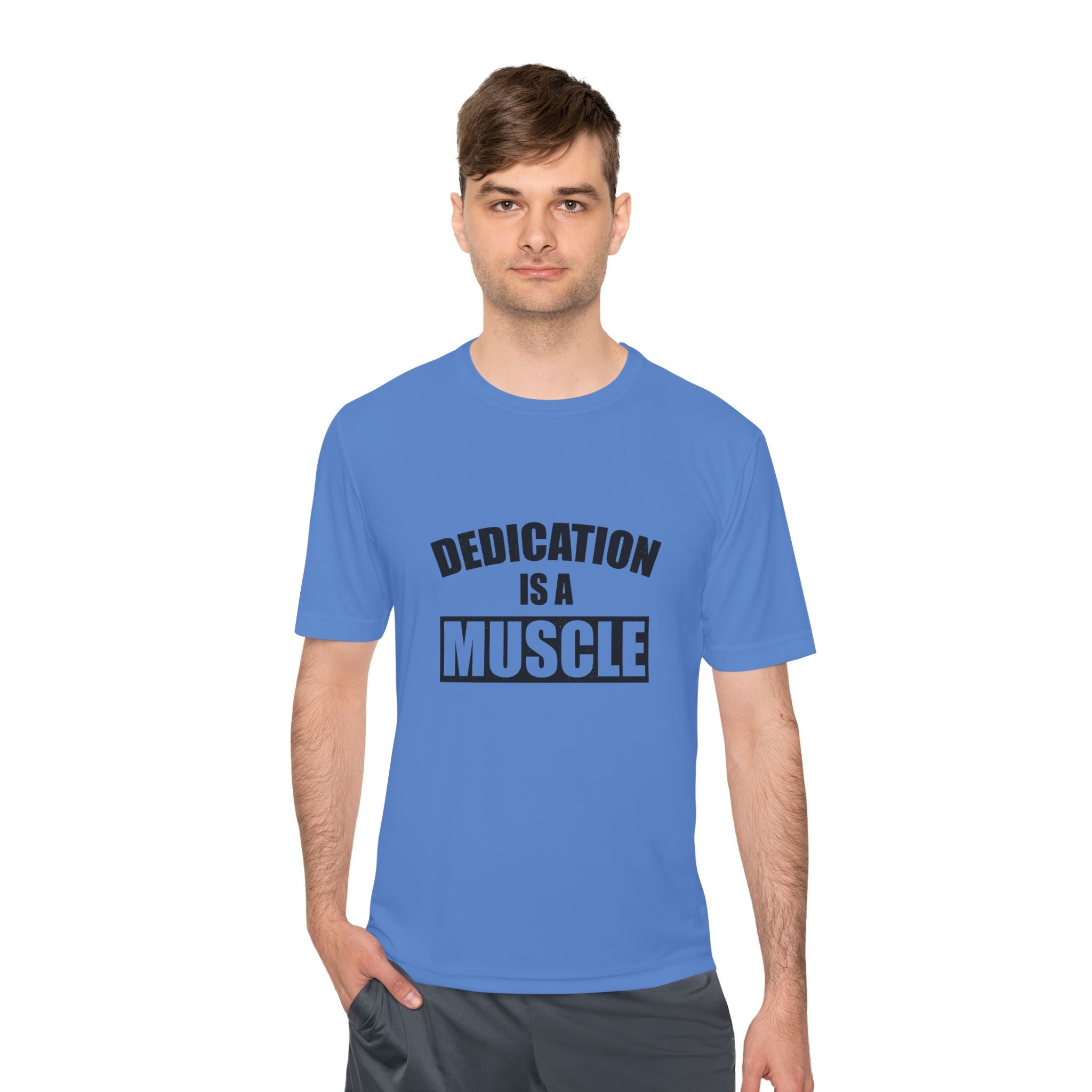 Dedication is a Muscle Performance Tee - Unisex Moisture Wicking Shirt for Fitness Lovers