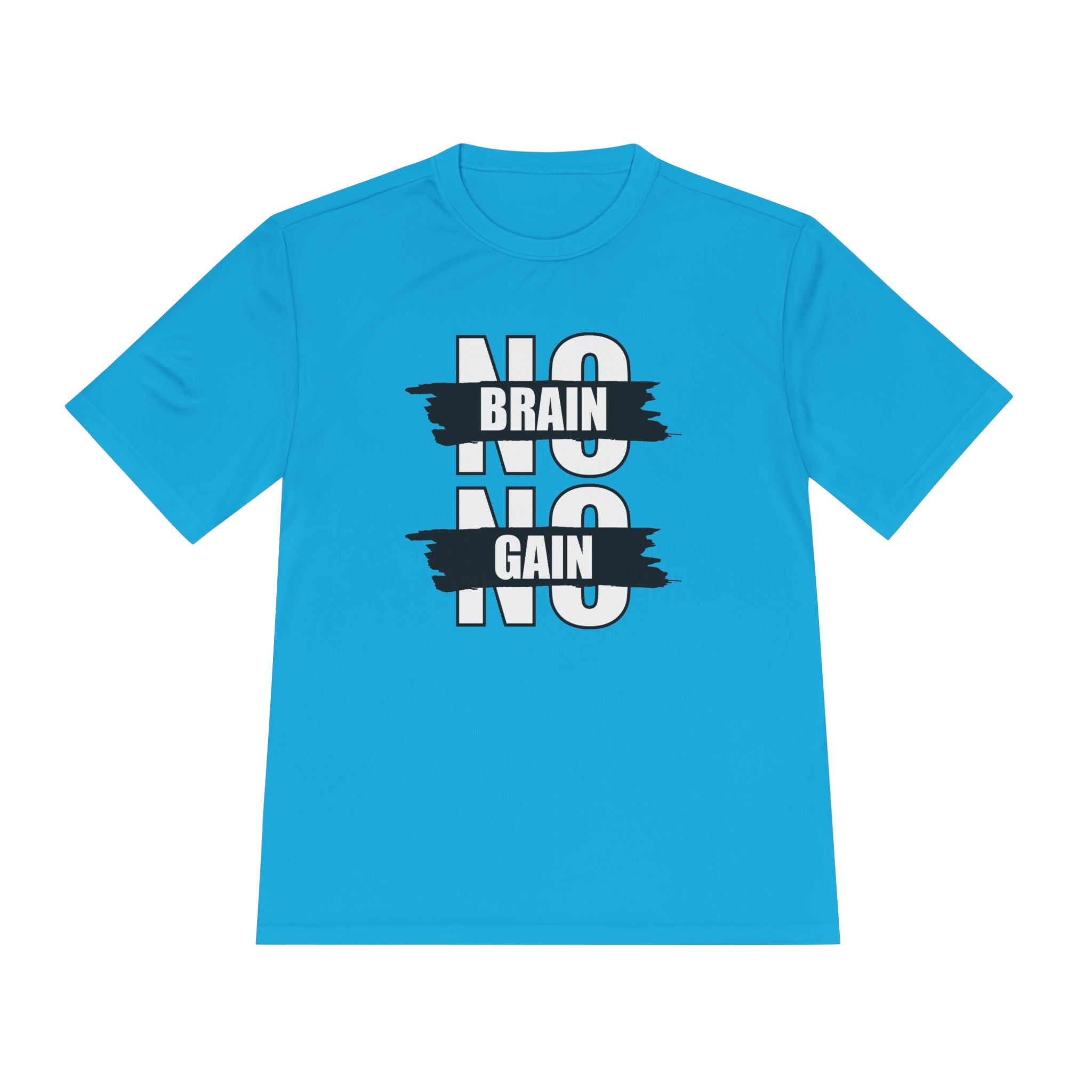 Motivational Unisex Moisture Wicking Tee - "No Brain No Gain"