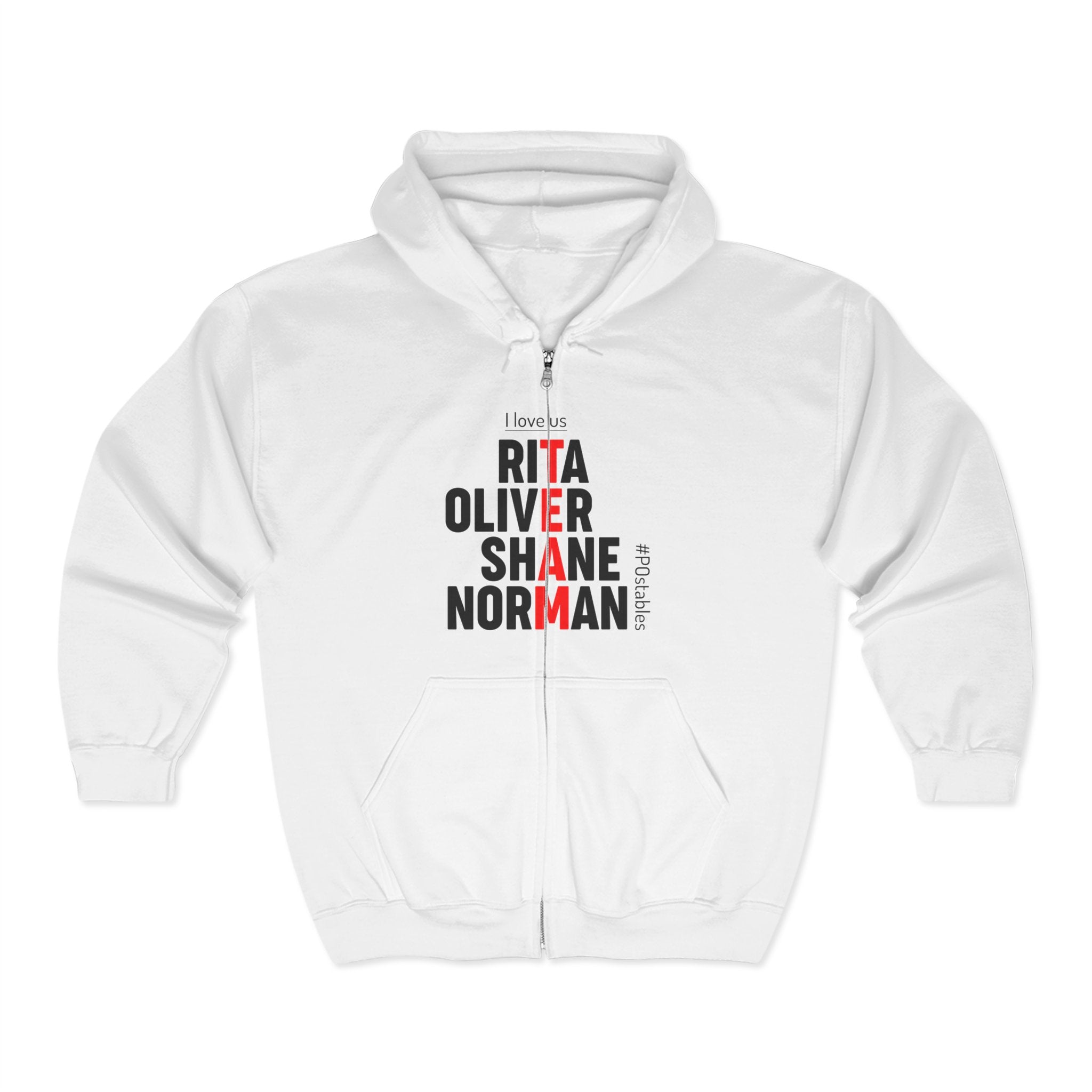 Personalized Love Names Full Zip Hoodie for Couples