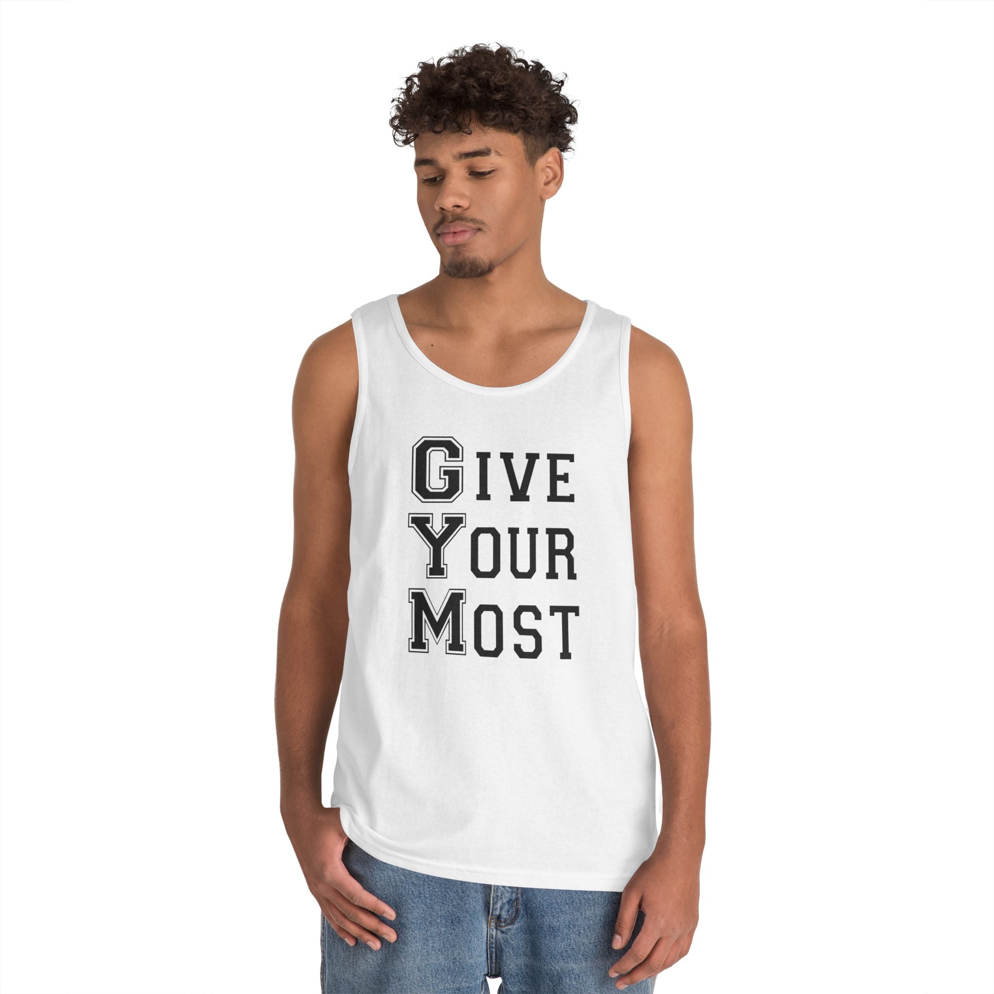 Motivational Gym Men Tank Top - Give Your Most