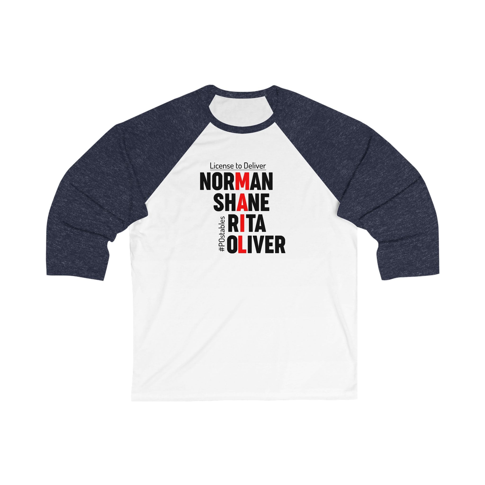 Personalized Unisex 3/4 Sleeve Baseball Tee - License to Deliver Design