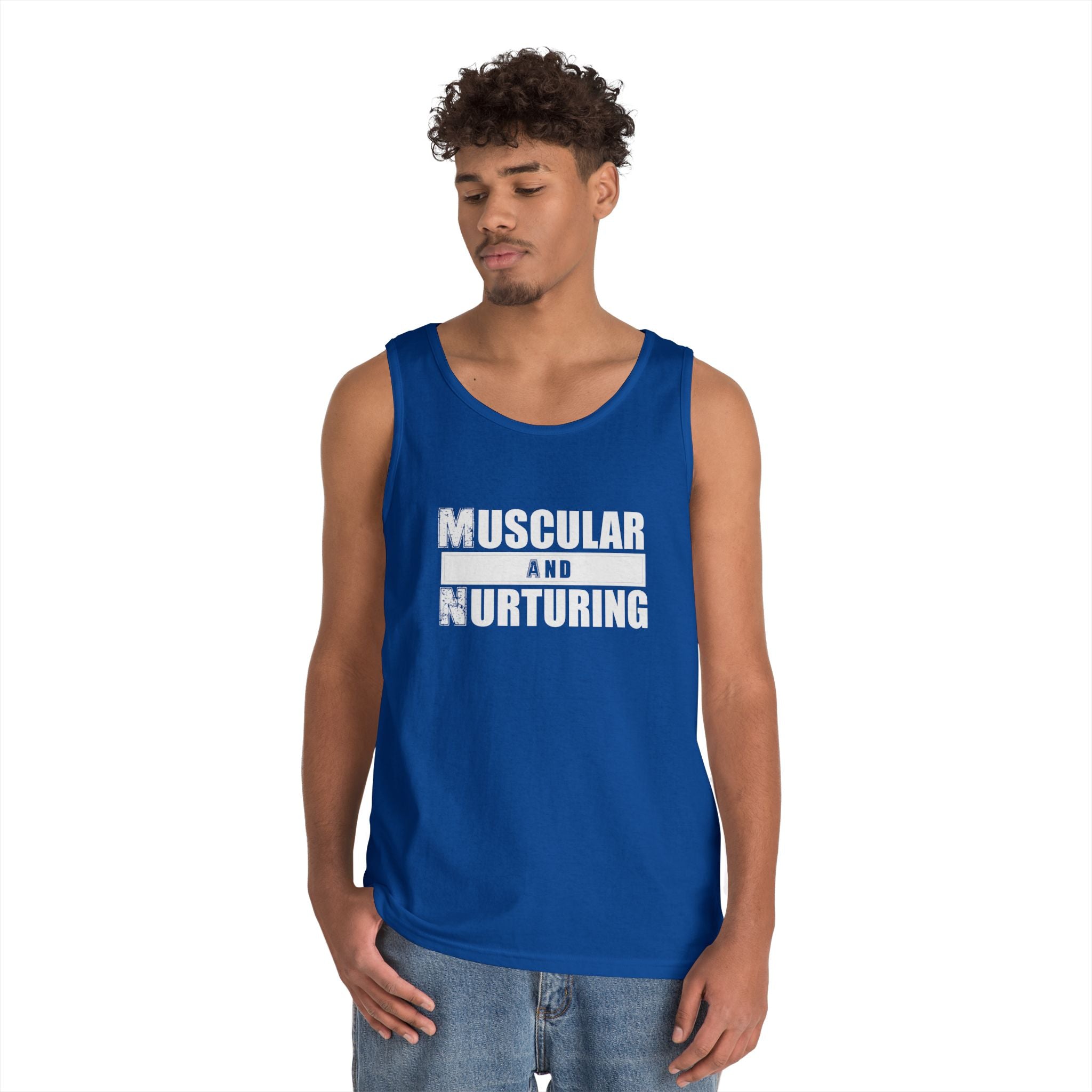 Unisex Heavy Cotton Tank Top - Muscular and Nurturing
