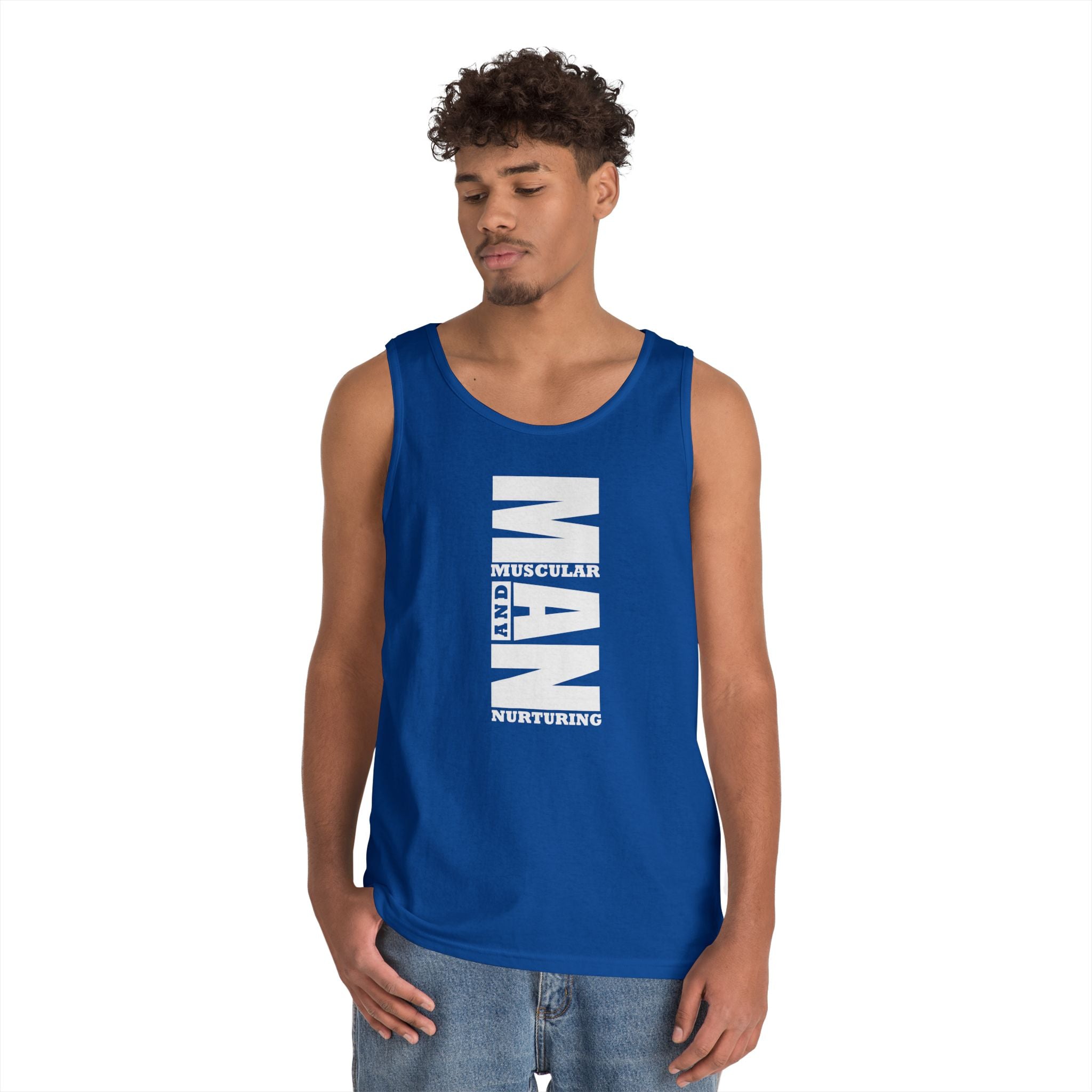 Muscular & Nurturing Unisex Heavy Cotton Tank Top - Perfect Gift for Father&