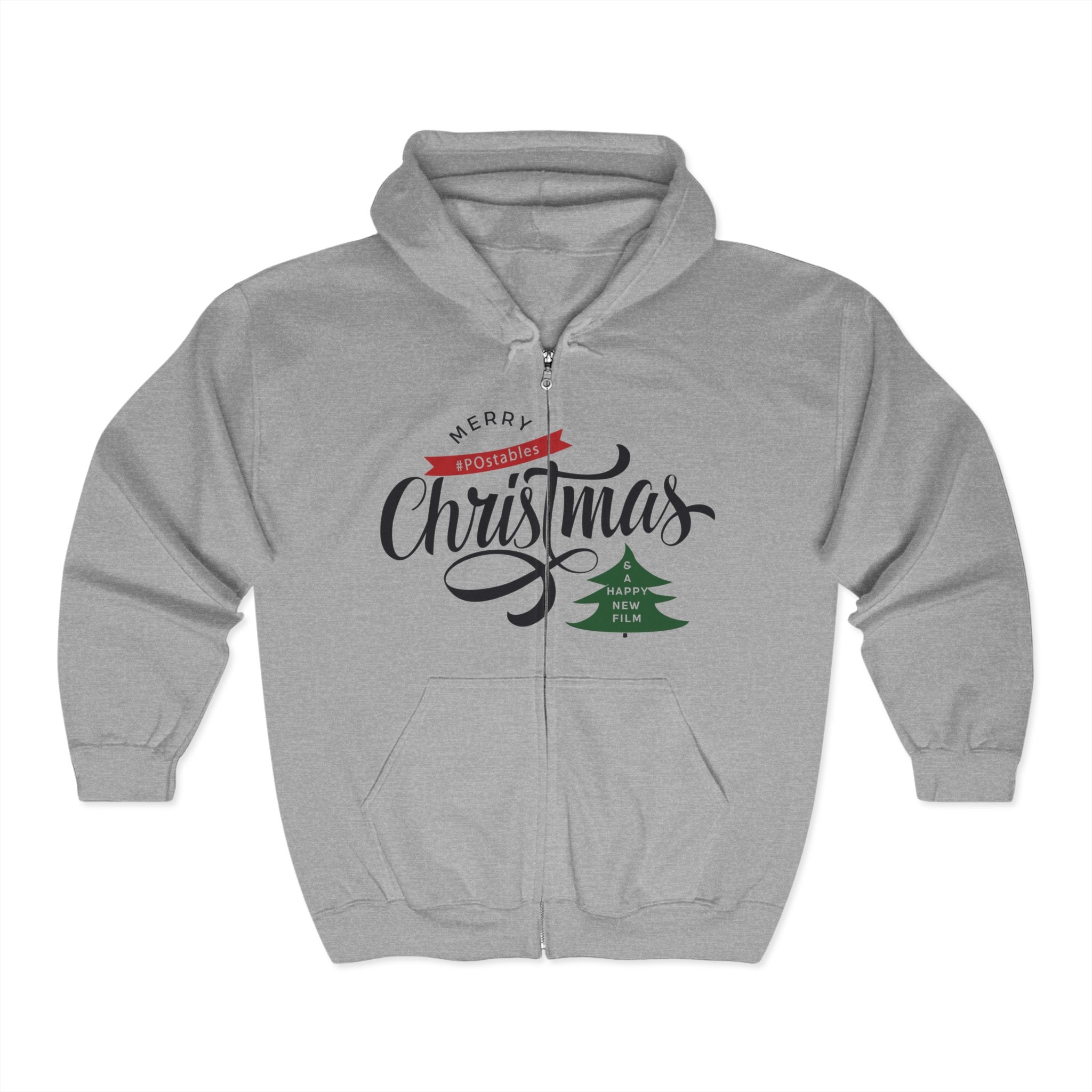 Merry Christmas Full Zip Hoodie - Unisex Holiday Sweatshirt