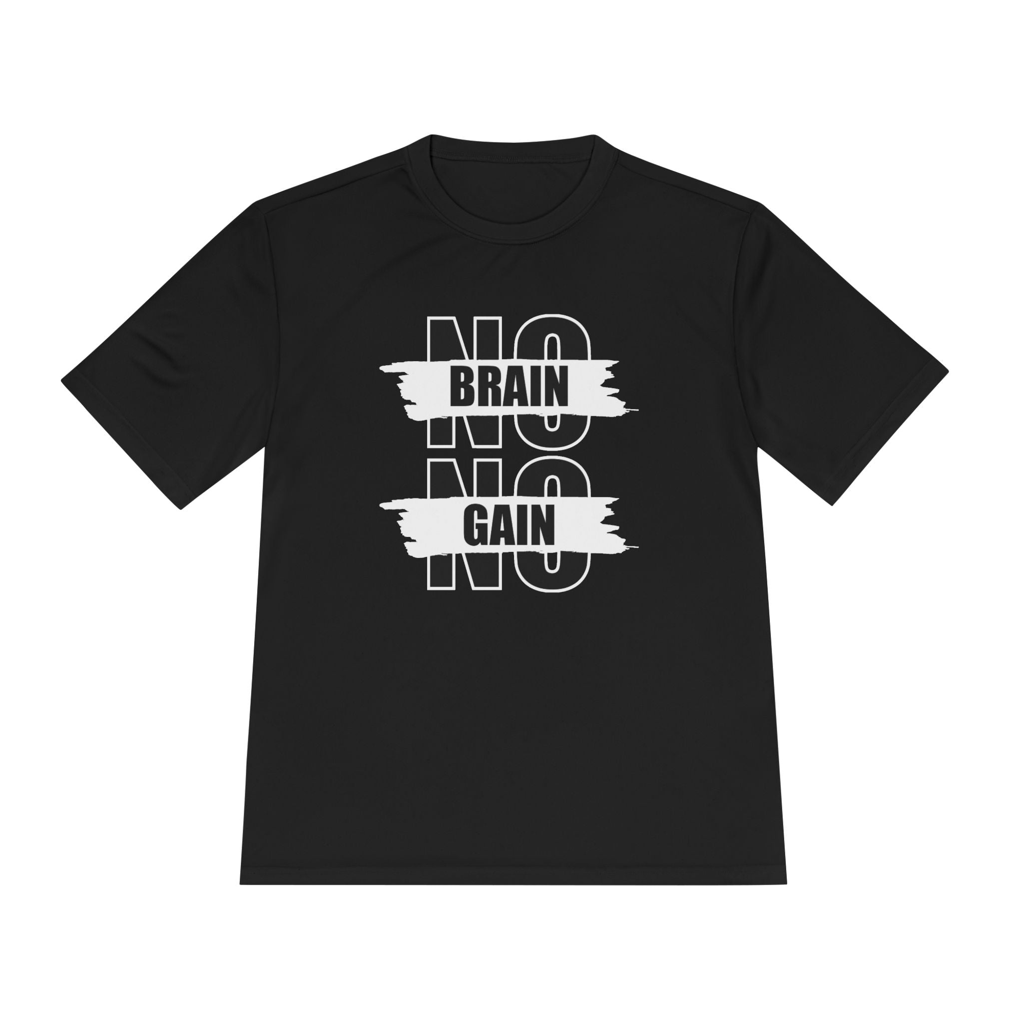 Motivational Unisex Moisture Wicking Tee - "No Brain No Gain"