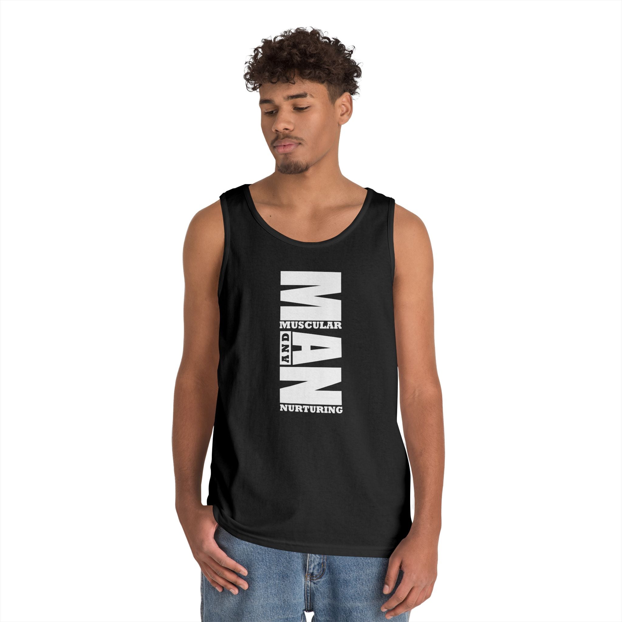 Muscular & Nurturing Unisex Heavy Cotton Tank Top - Perfect Gift for Father&