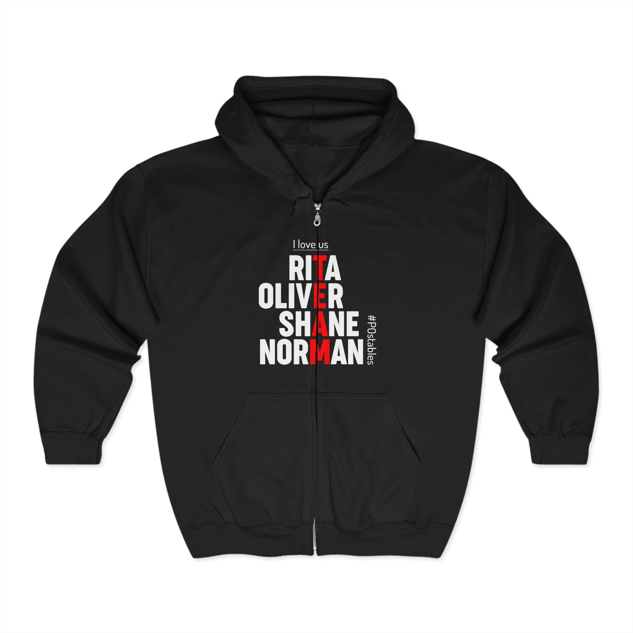 Personalized Love Names Full Zip Hoodie for Couples