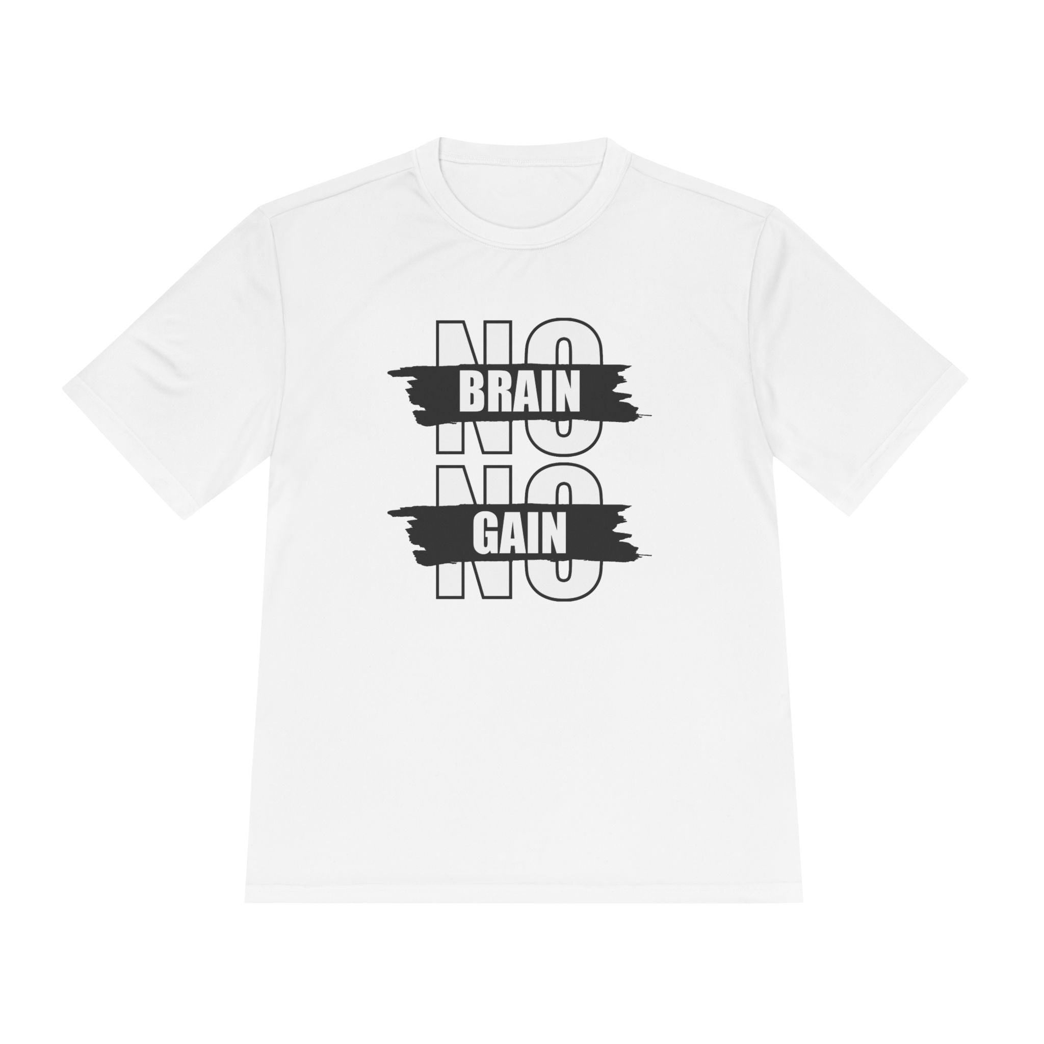 Motivational Unisex Moisture Wicking Tee - "No Brain No Gain"