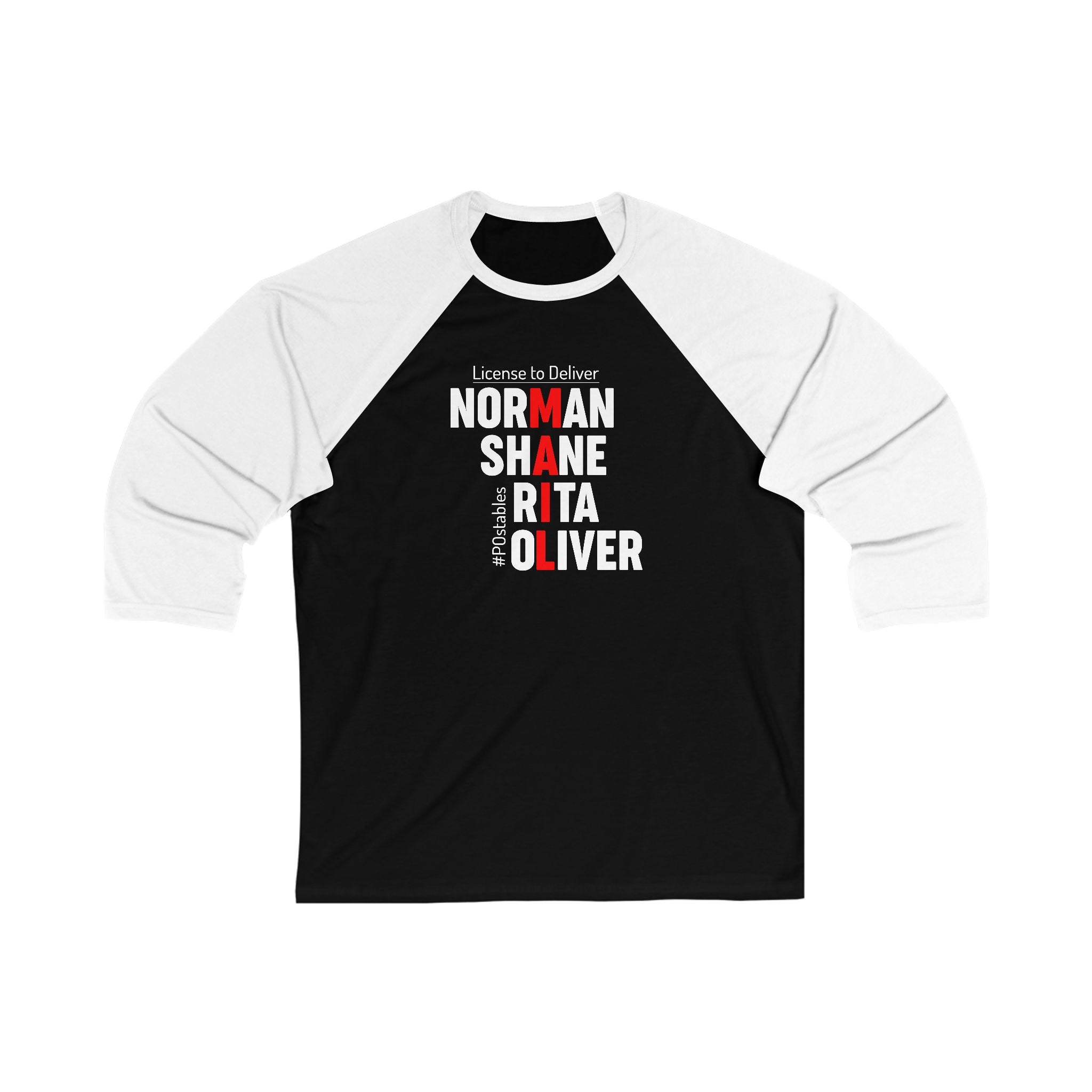 Personalized Unisex 3/4 Sleeve Baseball Tee - License to Deliver Design