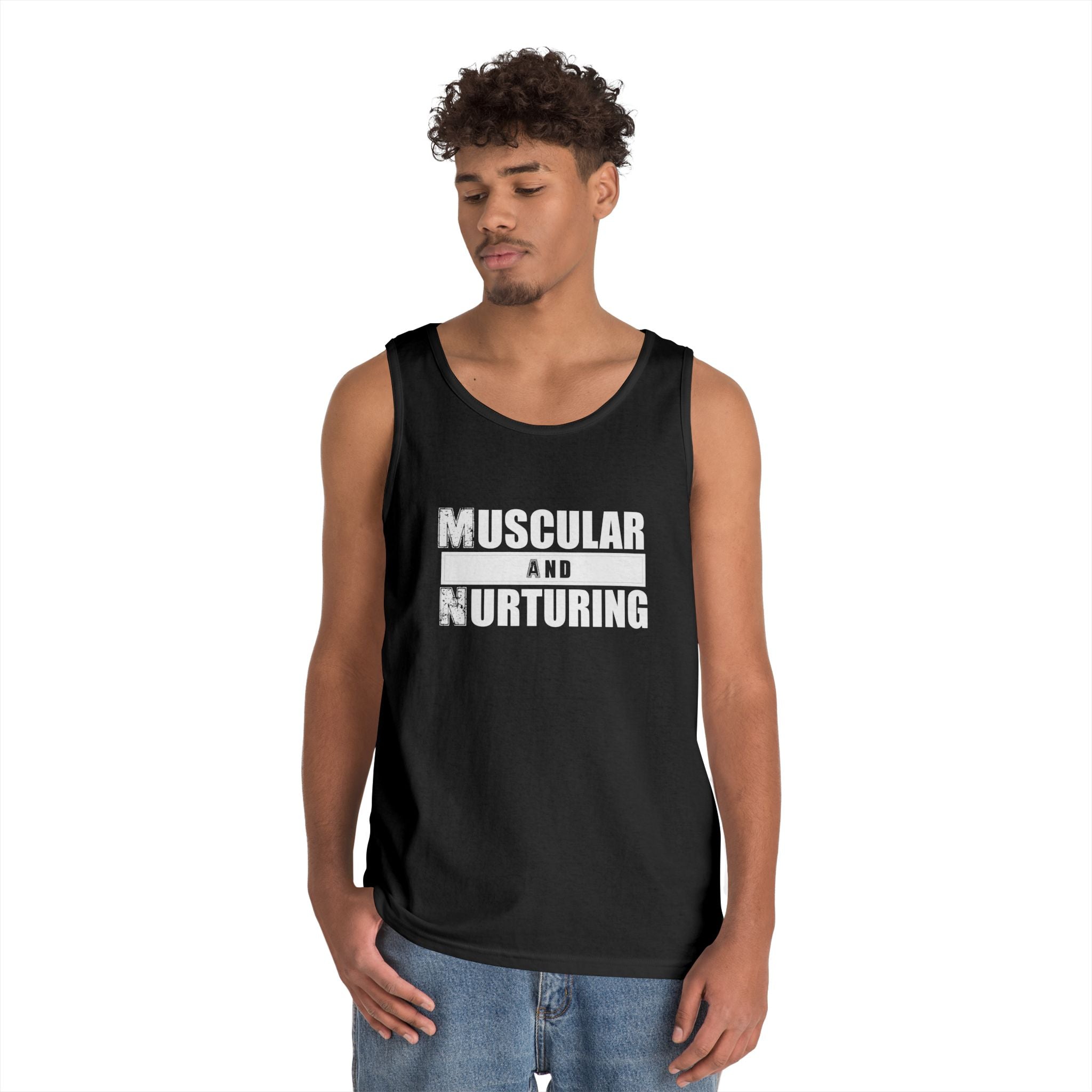 Unisex Heavy Cotton Tank Top - Muscular and Nurturing