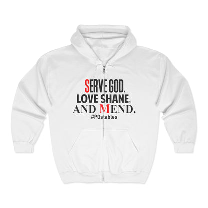 Serve God, Love Shane, and Mend Unisex Zip Hoodie