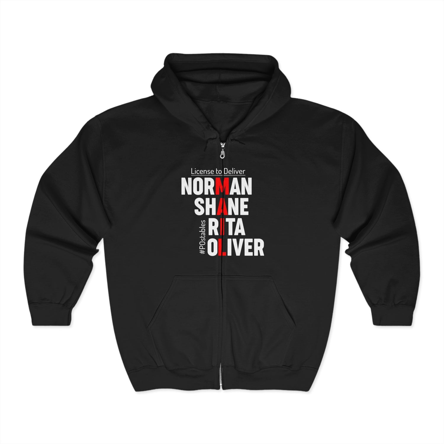Personalized Names Full Zip Hoodie - License to Deliver
