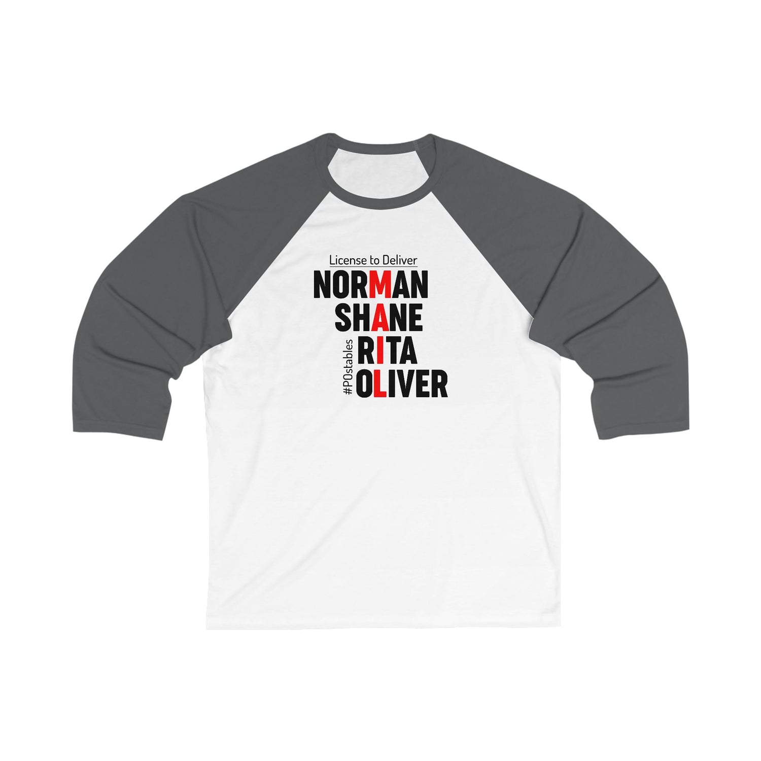 Personalized Unisex 3/4 Sleeve Baseball Tee - License to Deliver Design