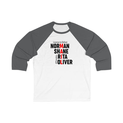 Personalized Unisex 3/4 Sleeve Baseball Tee - License to Deliver Design