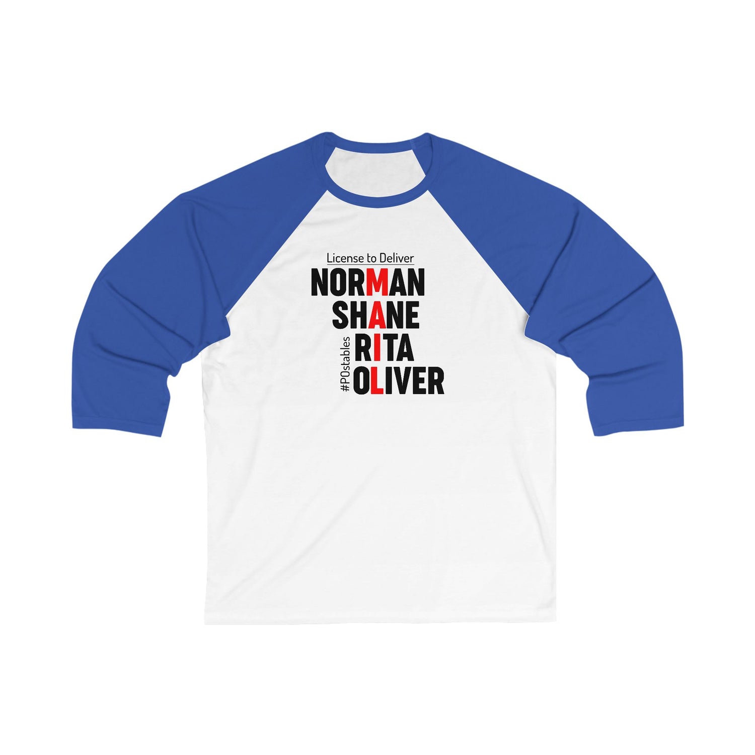 Personalized Unisex 3/4 Sleeve Baseball Tee - License to Deliver Design