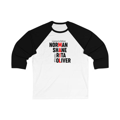 Personalized Unisex 3/4 Sleeve Baseball Tee - License to Deliver Design