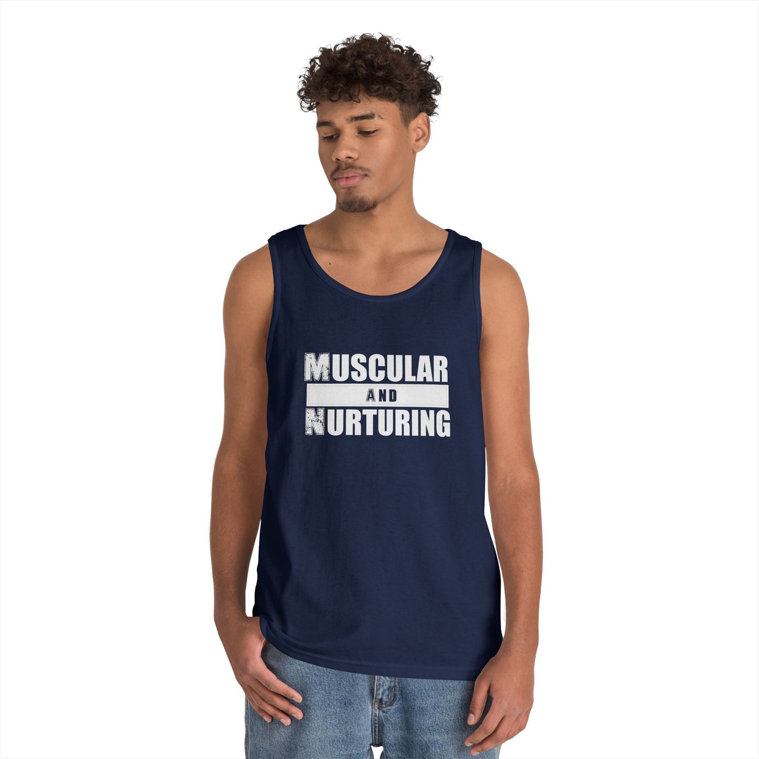 Unisex Heavy Cotton Tank Top - Muscular and Nurturing