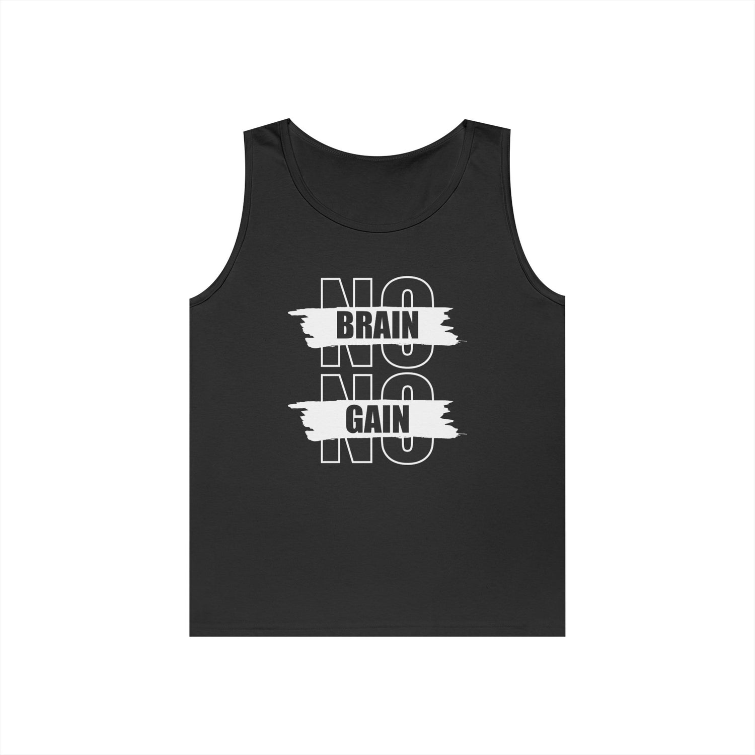 No Brain No Gain Unisex Heavy Cotton Tank Top - Motivational Workout Apparel