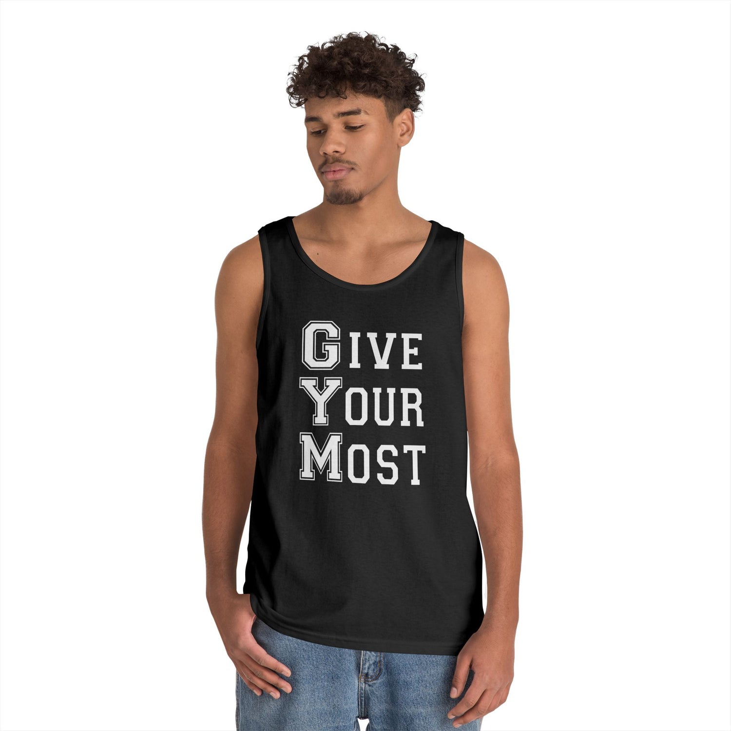 Motivational Gym Men Tank Top - Give Your Most