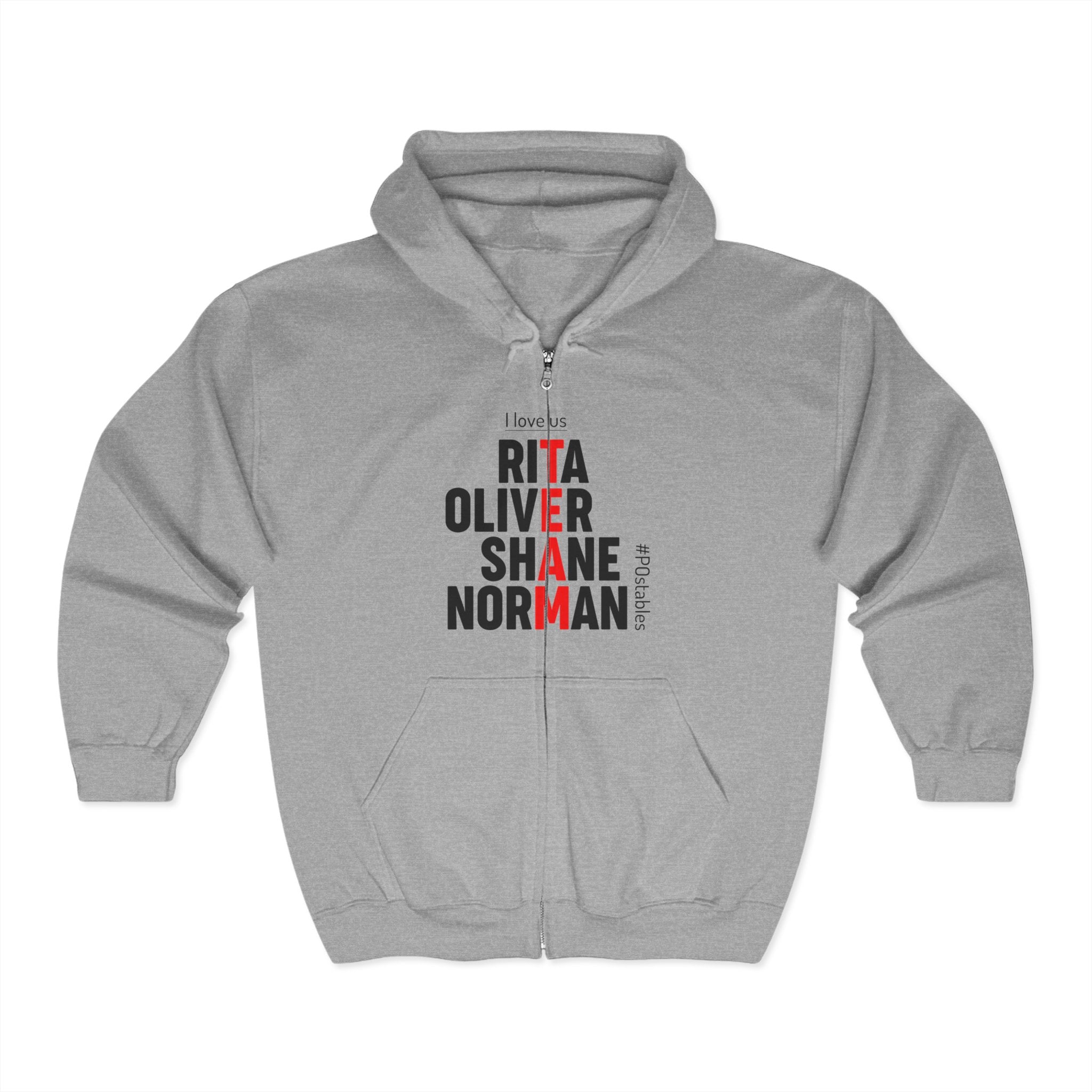 Personalized Love Names Full Zip Hoodie for Couples
