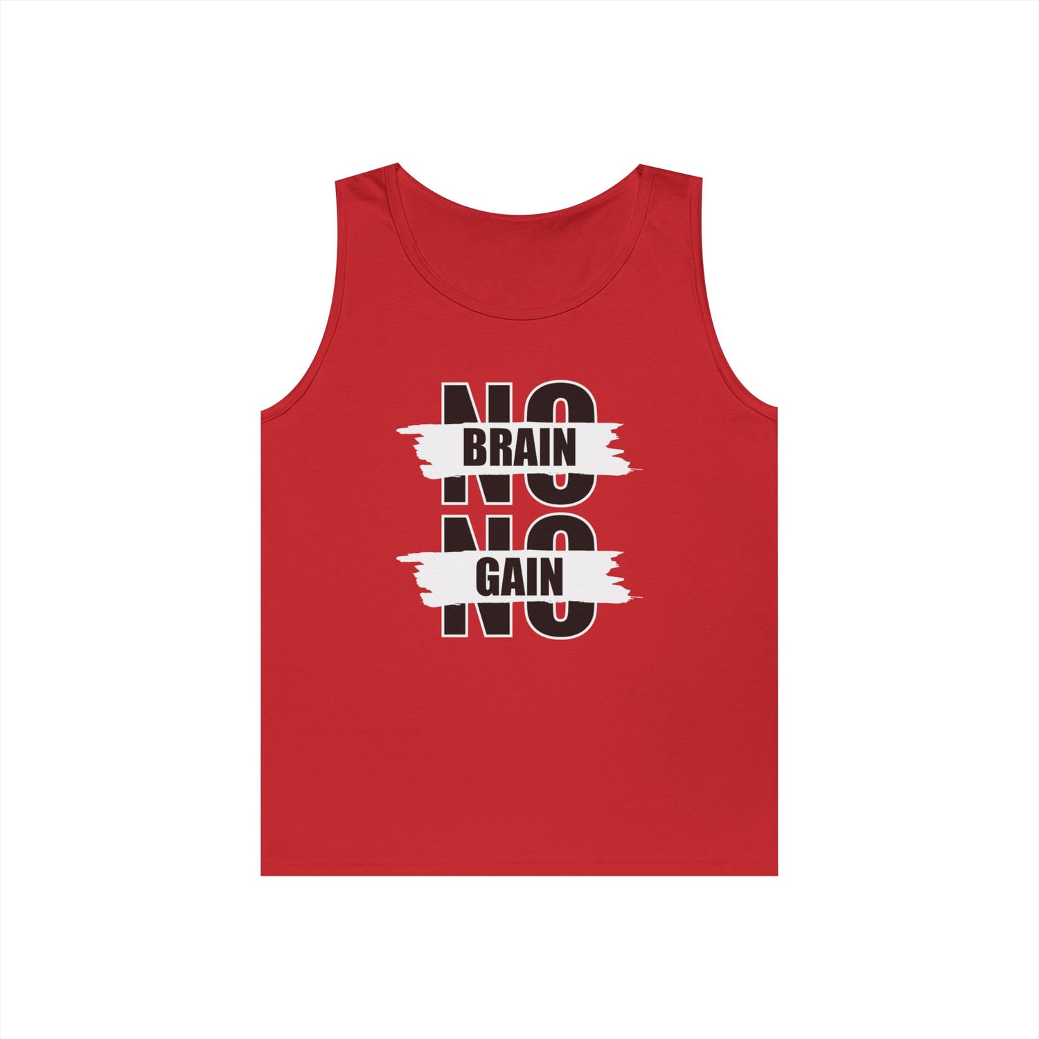 No Brain No Gain Unisex Heavy Cotton Tank Top - Motivational Workout Apparel