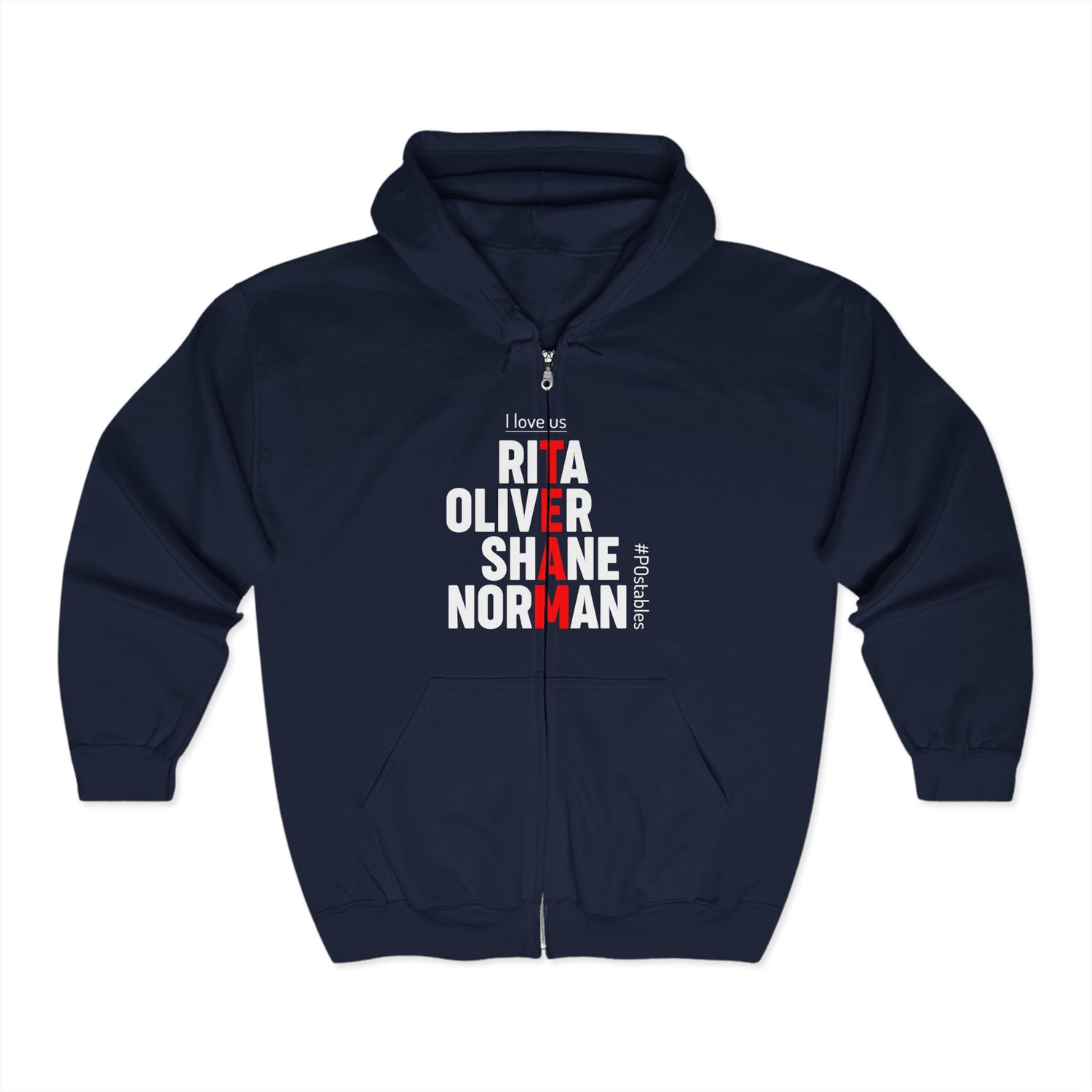 Personalized Love Names Full Zip Hoodie for Couples