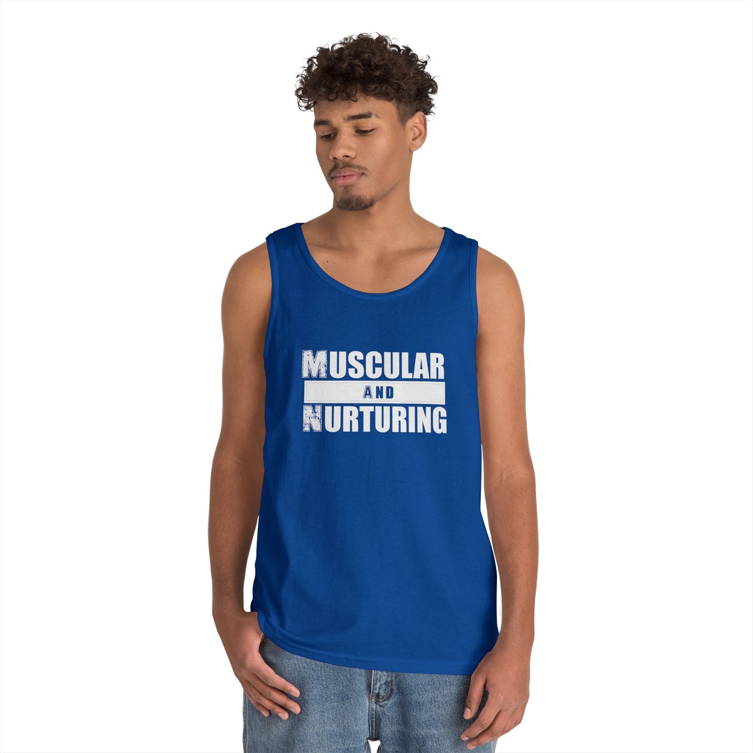 Unisex Heavy Cotton Tank Top - Muscular and Nurturing