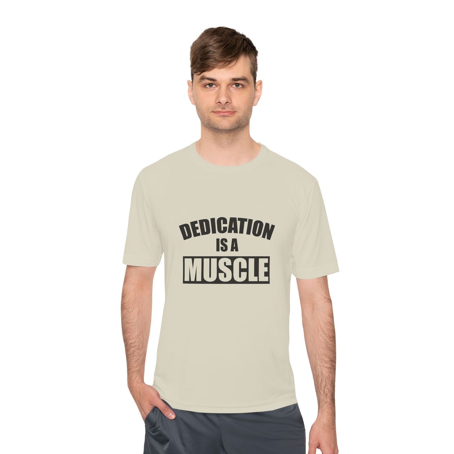 Dedication is a Muscle Performance Tee - Unisex Moisture Wicking Shirt for Fitness Lovers