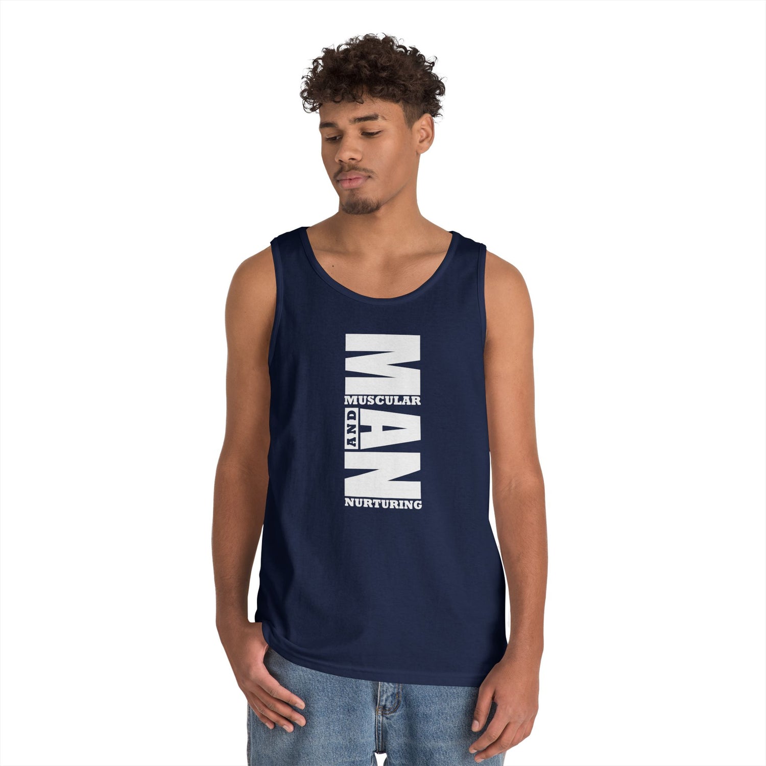 Muscular &amp; Nurturing Unisex Heavy Cotton Tank Top - Perfect Gift for Father&