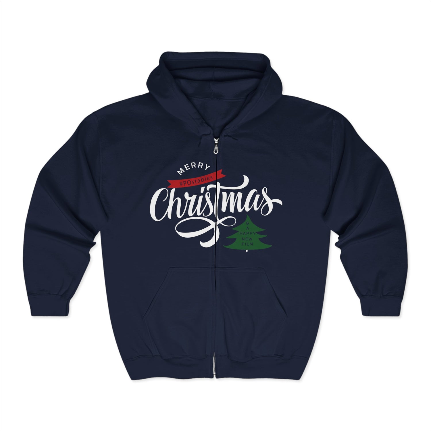 Merry Christmas Full Zip Hoodie - Unisex Holiday Sweatshirt