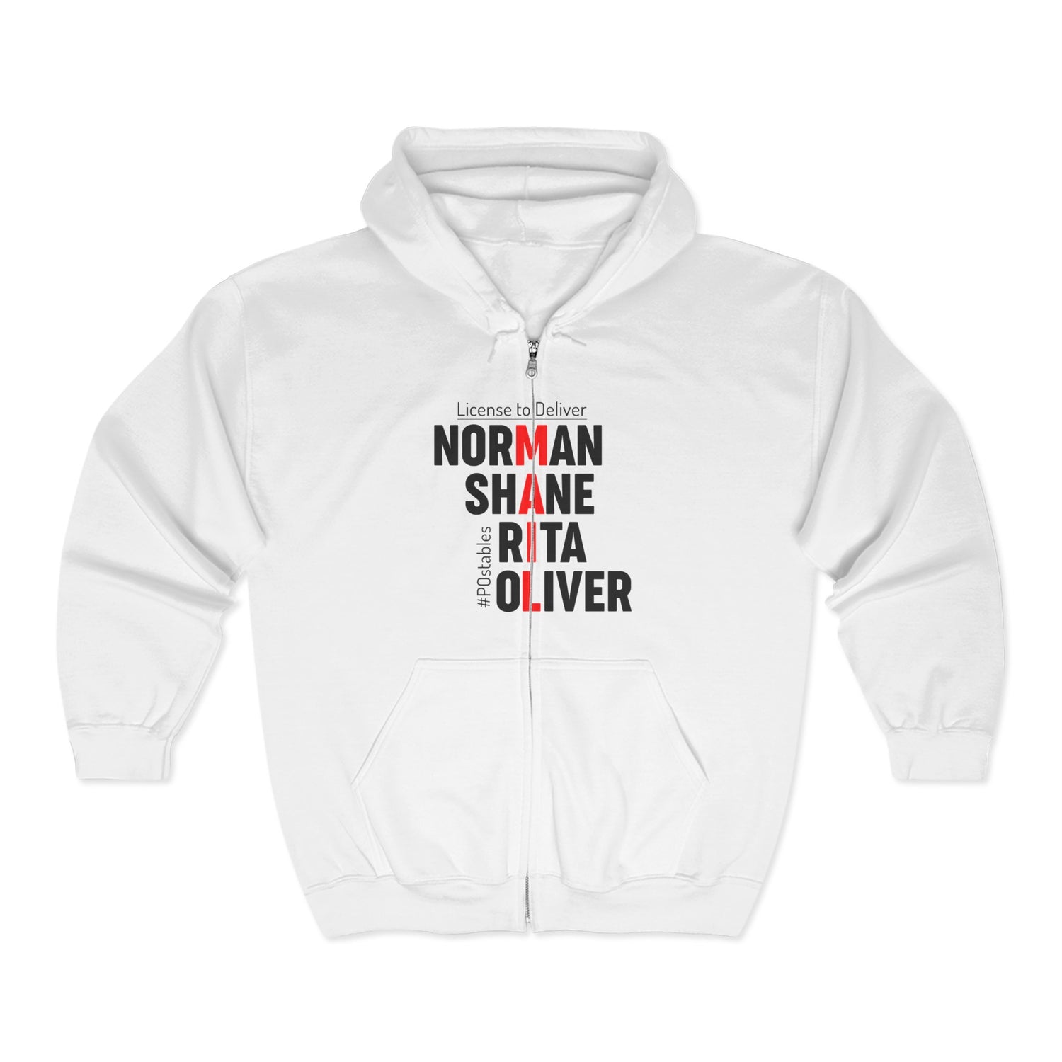 Personalized Names Full Zip Hoodie - License to Deliver