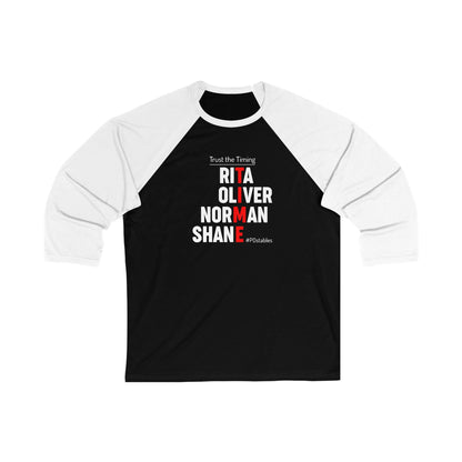 Trust the Timing Unisex 3/4 Sleeve Baseball Tee - Perfect Gift for Sports Lovers