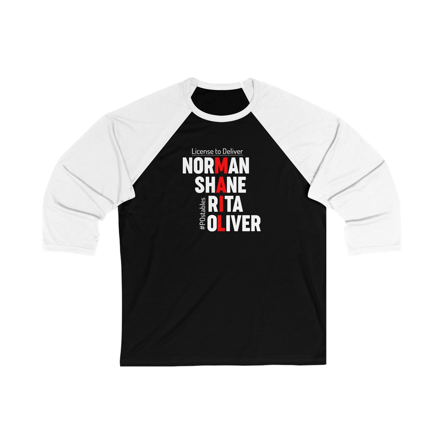 Personalized Unisex 3/4 Sleeve Baseball Tee - License to Deliver Design