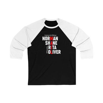 Personalized Unisex 3/4 Sleeve Baseball Tee - License to Deliver Design