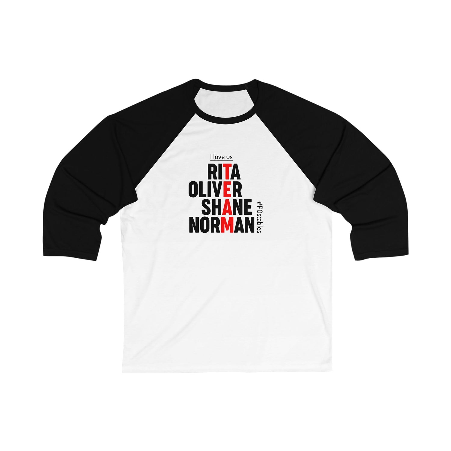Personalized Family Love Baseball Tee - Unisex 3/4 Sleeve Shirt