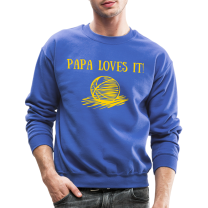 Papa Loves It - Fitted Cotton/Poly T-Shirt by Next Level - royal blue