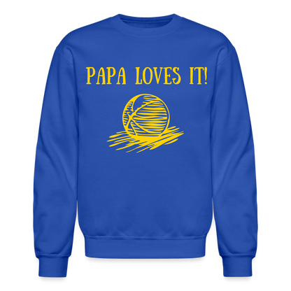 Papa Loves It - Fitted Cotton/Poly T-Shirt by Next Level - royal blue