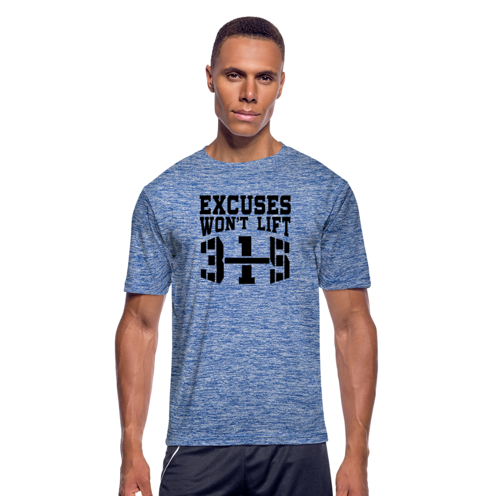 Excuses B Men’s Moisture Wicking Performance T-Shirt - heather blue